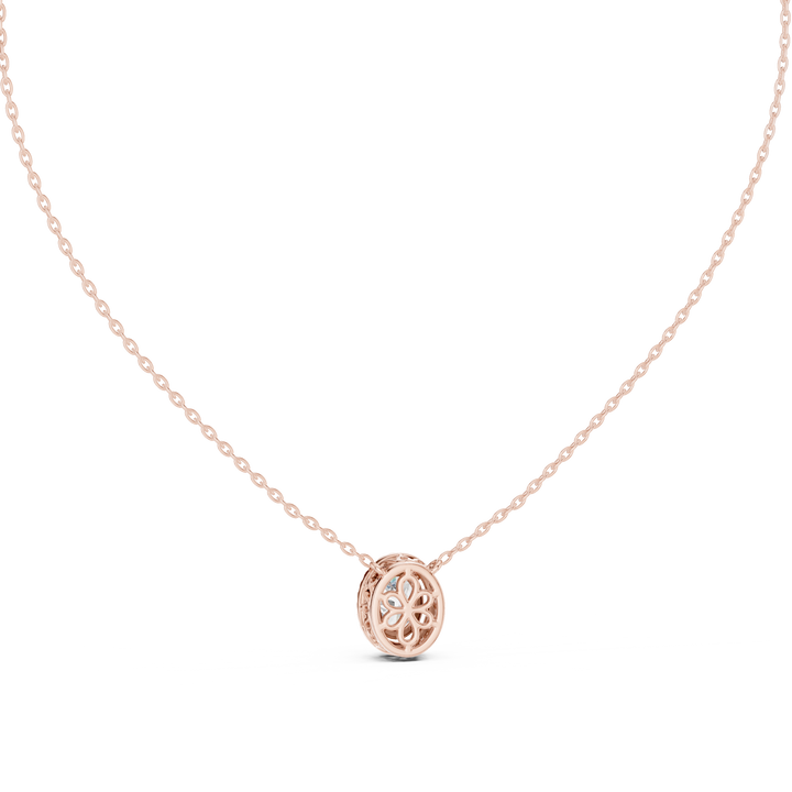 Oval Diamond Halo Pendant Necklace