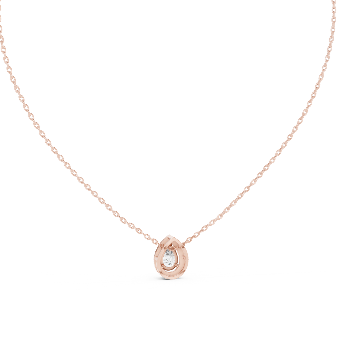 Pear-Shaped Diamond Halo Solitaire Pendant Necklace