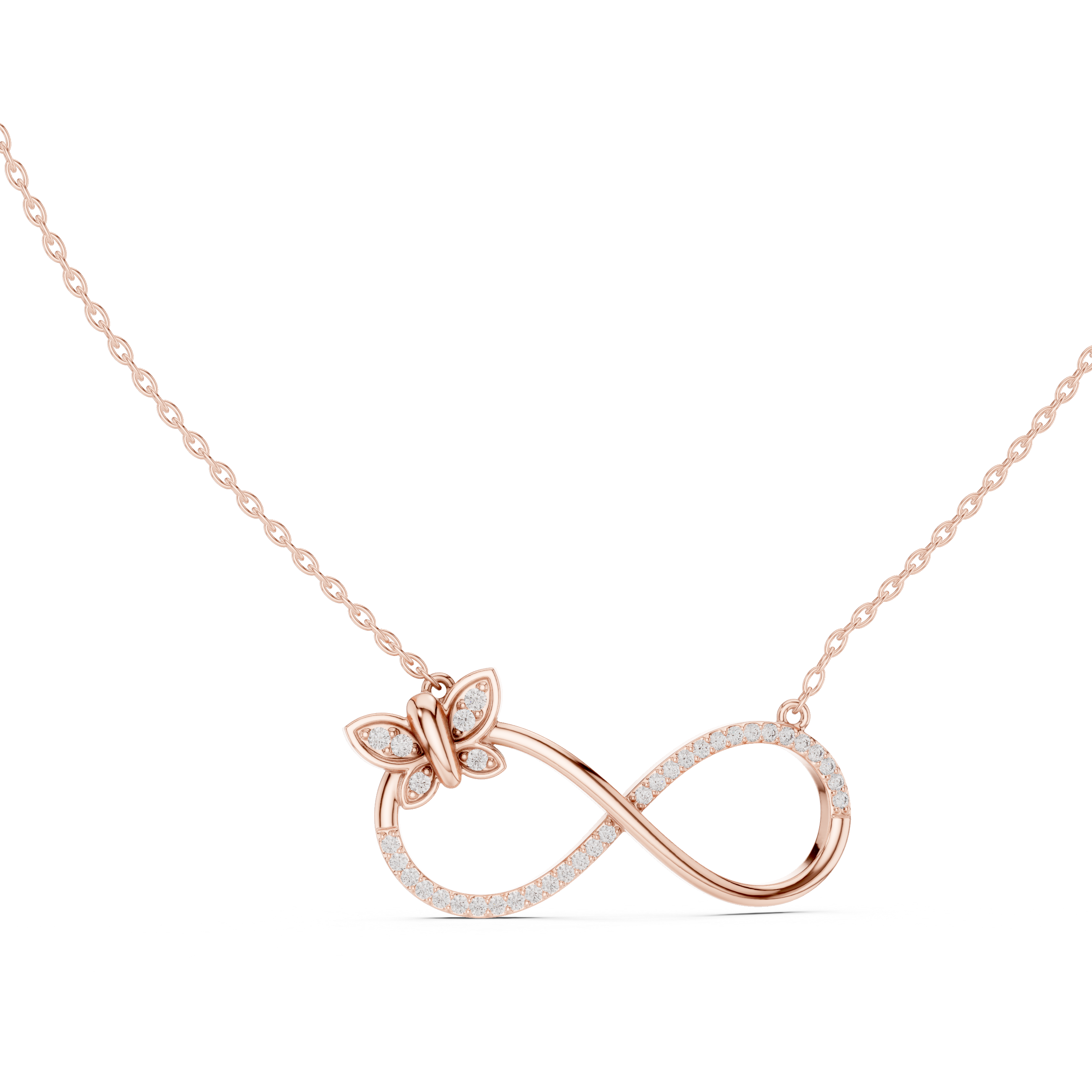 Diamond Butterfly Infinity Pendant