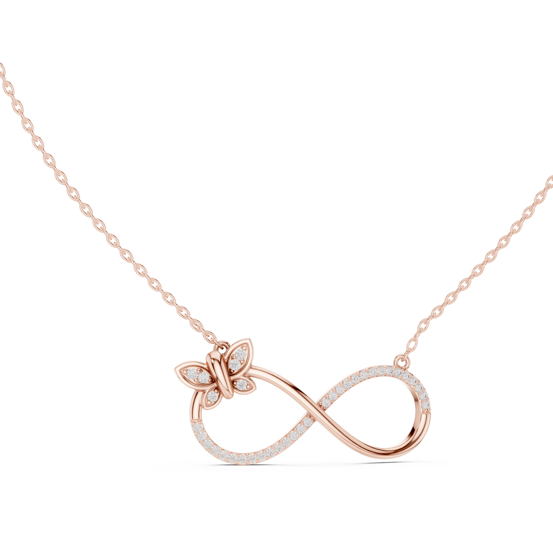 Diamond Butterfly Infinity Pendant