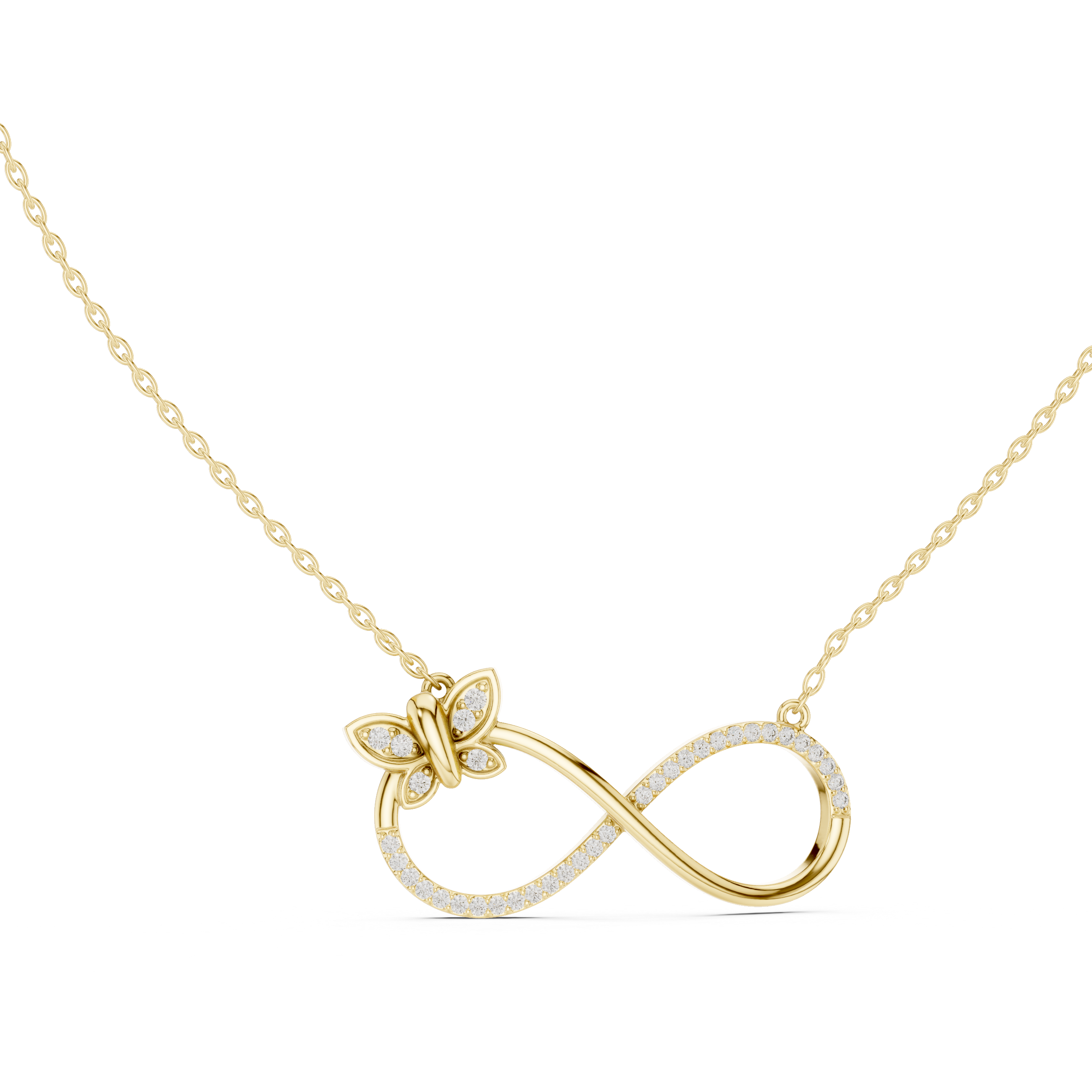 Diamond Butterfly Infinity Pendant