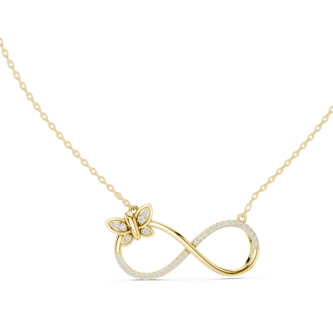 Diamond Butterfly Infinity Pendant