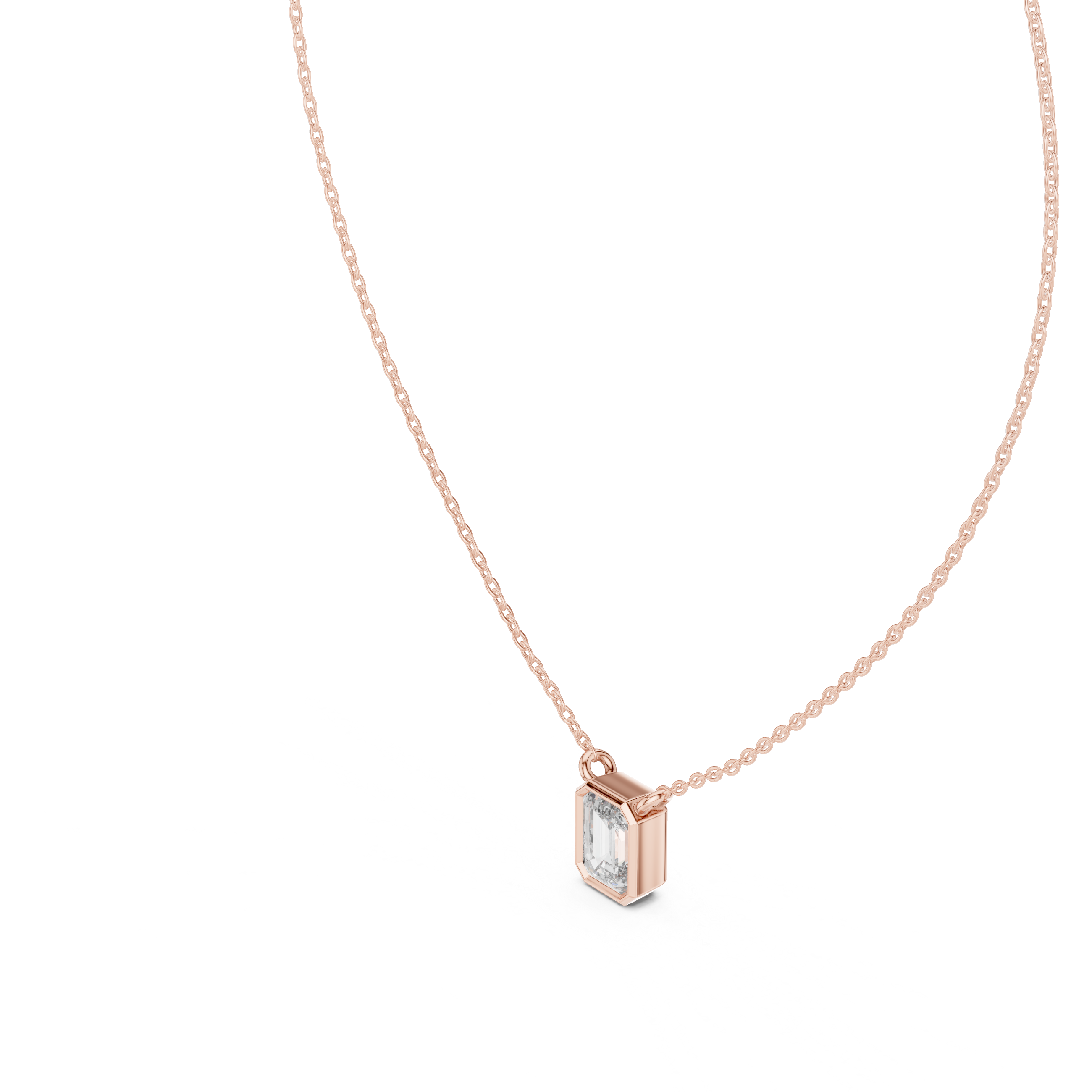 Emerald-Cut Solitaire Diamond Pendant