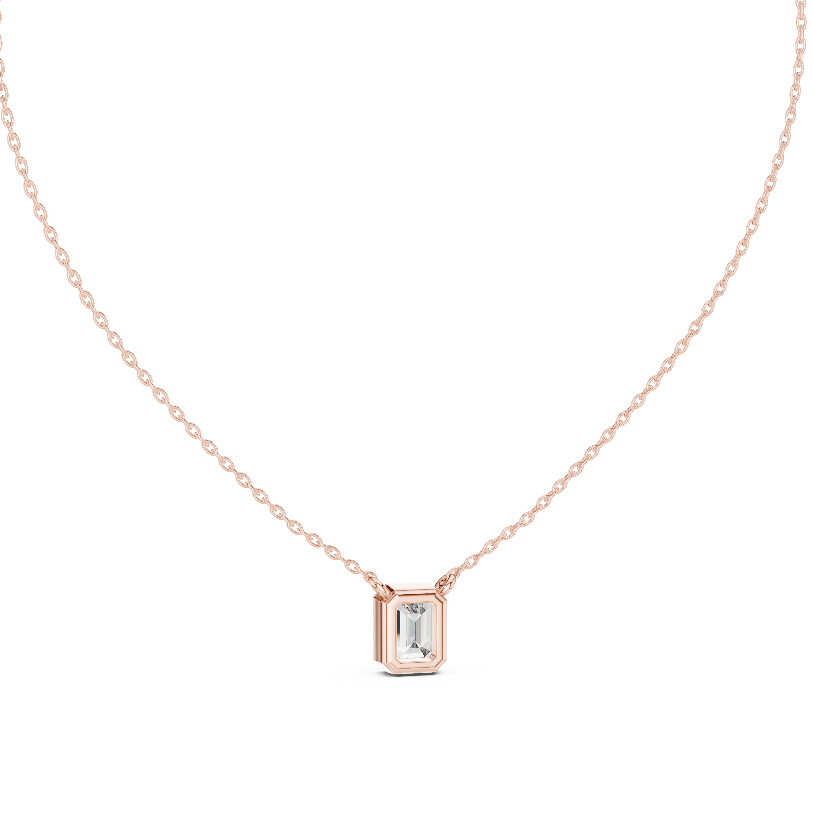 Emerald-Cut Solitaire Diamond Pendant