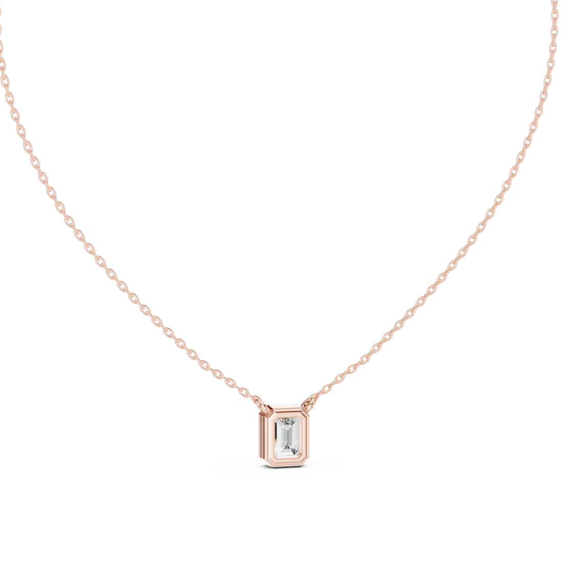 Emerald-Cut Solitaire Diamond Pendant