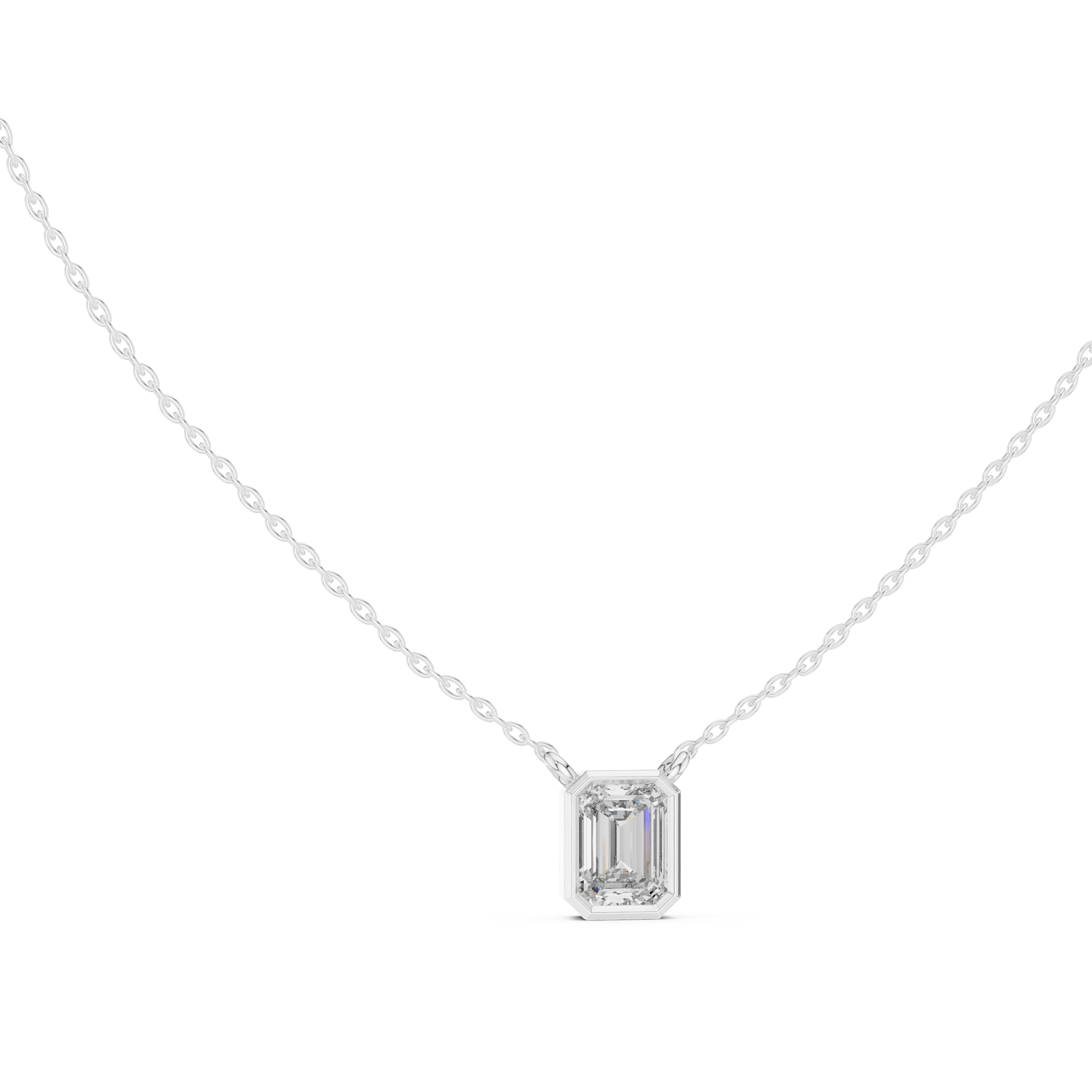 Emerald-Cut Solitaire Diamond Pendant