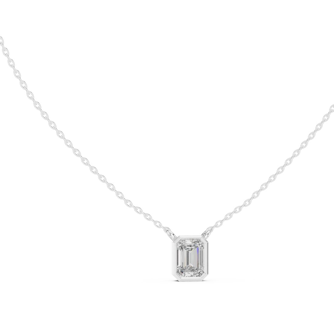 Emerald-Cut Solitaire Diamond Pendant