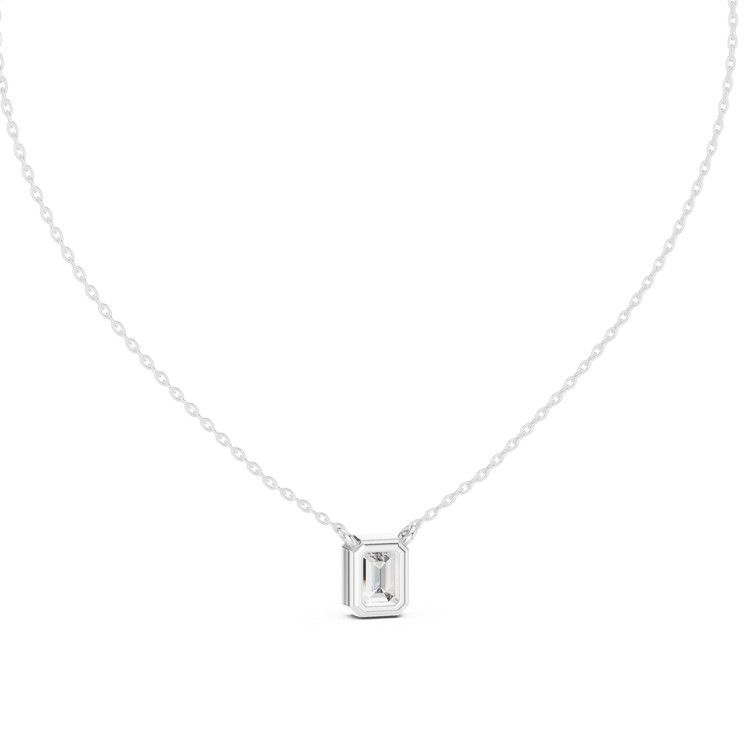 Emerald-Cut Solitaire Diamond Pendant