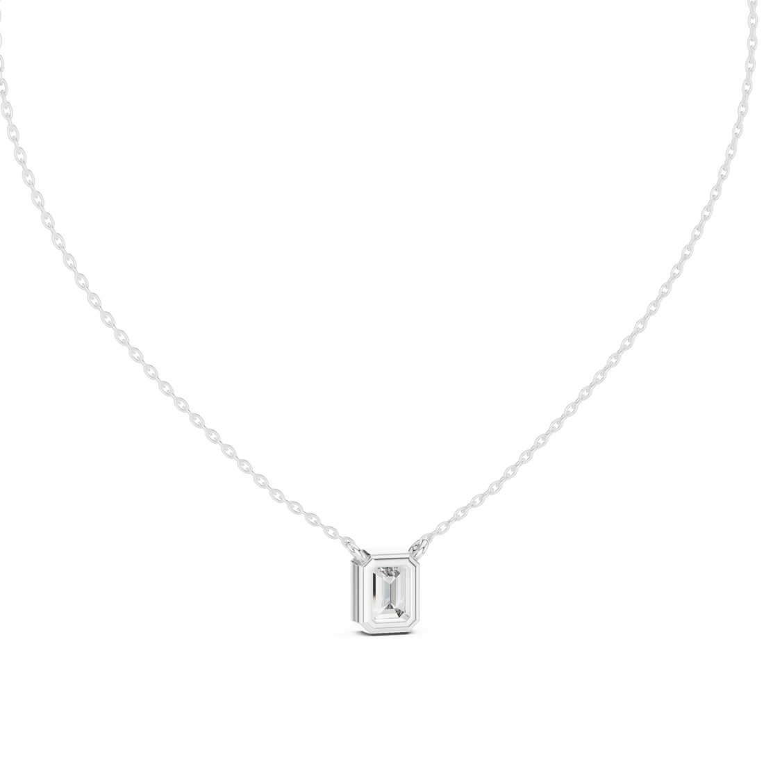 Emerald-Cut Solitaire Diamond Pendant