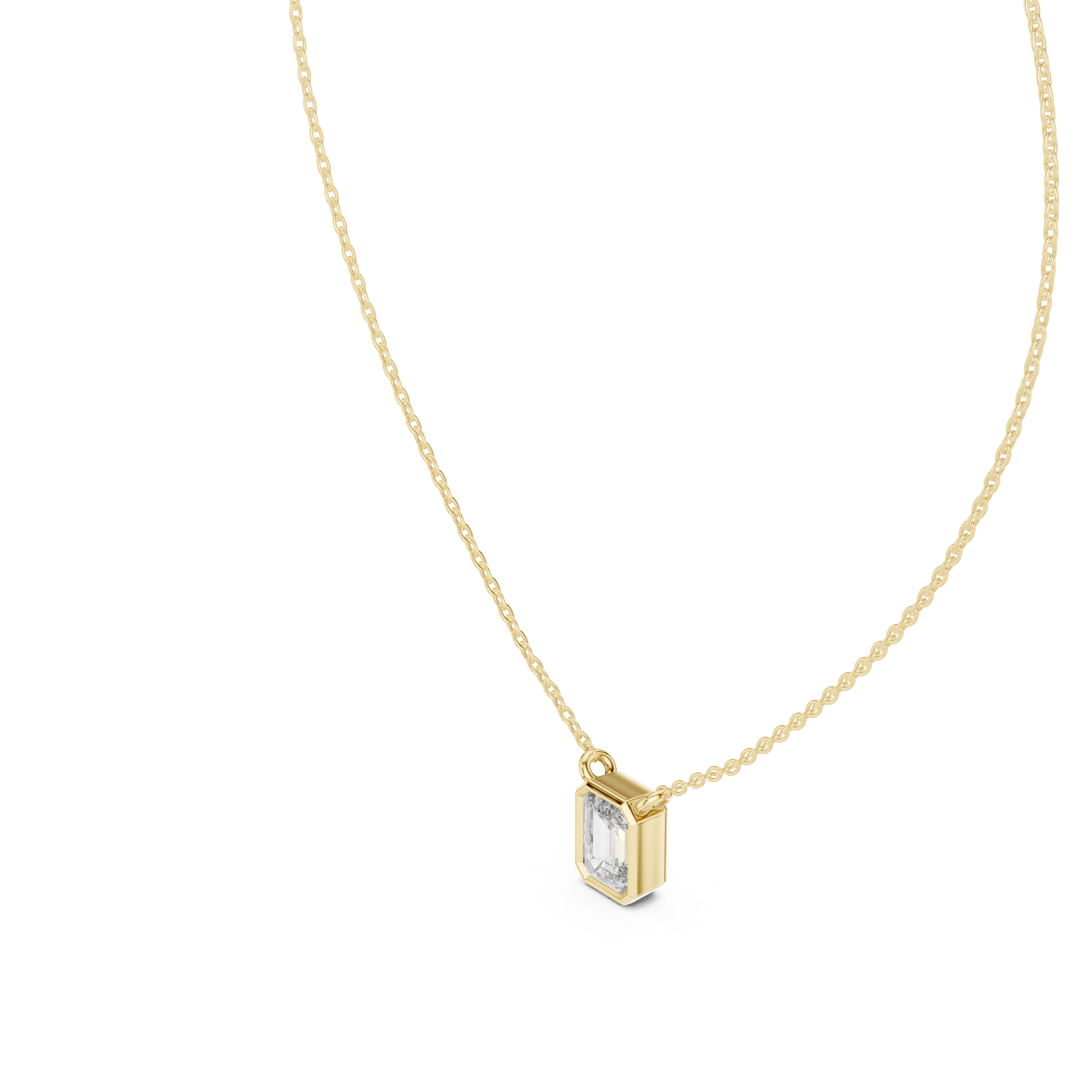 Emerald-Cut Solitaire Diamond Pendant