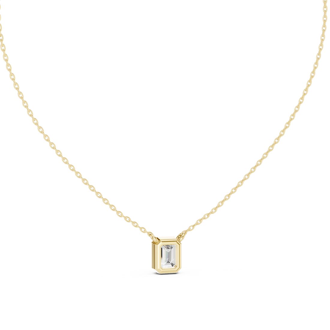 Emerald-Cut Solitaire Diamond Pendant