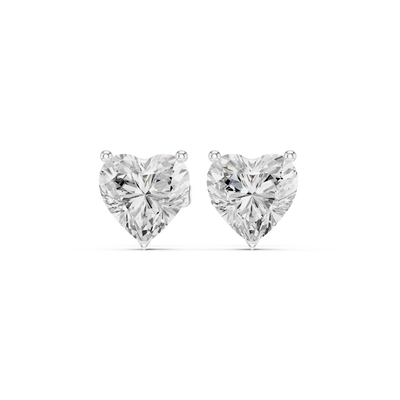 Heart cut lab grown diamond stud earrings in white gold by Diamonds for Everyone Australia