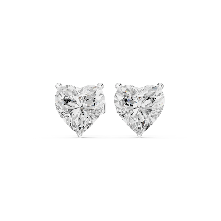 Heart cut lab grown diamond stud earrings in white gold by Diamonds for Everyone Australia