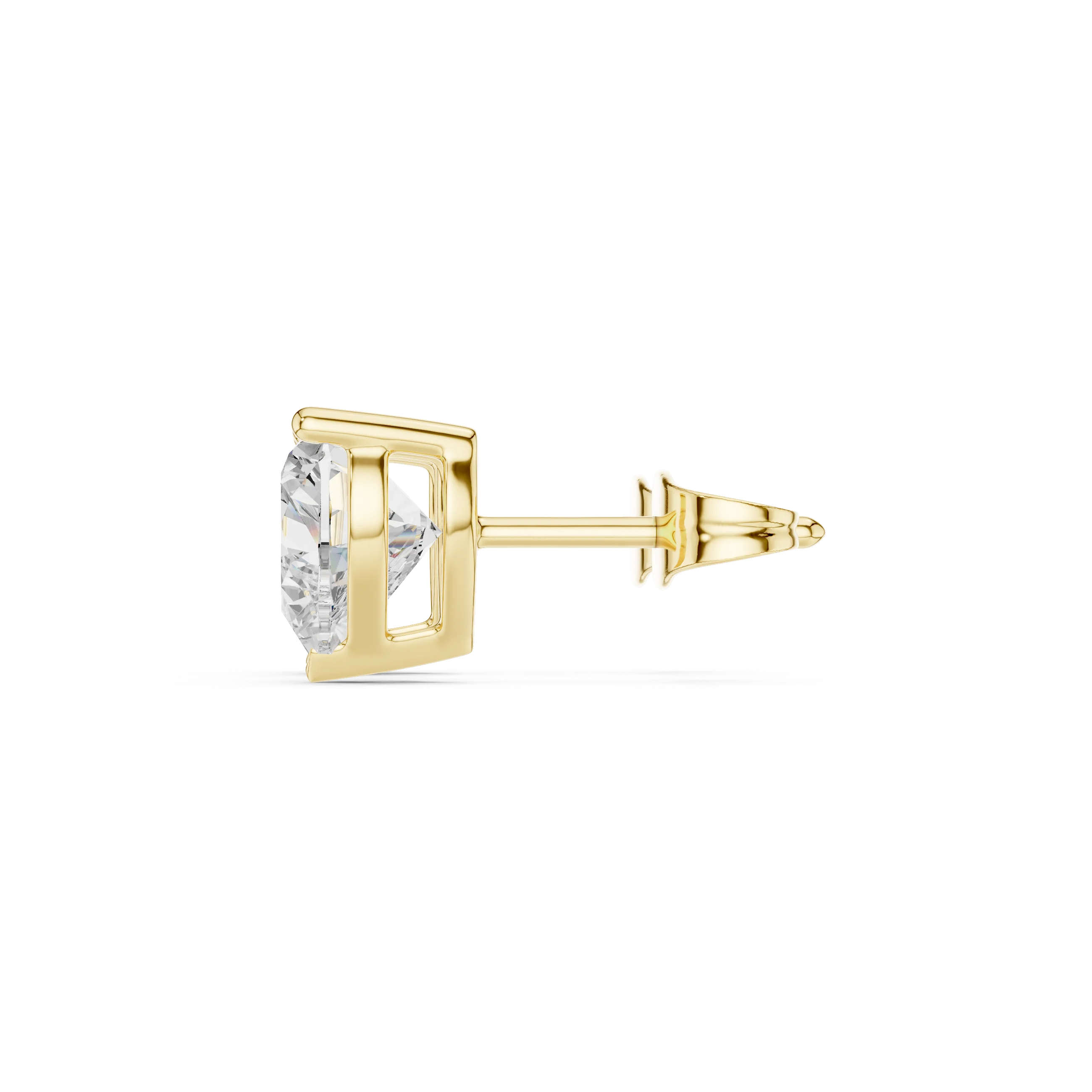 Heart cut lab grown diamond stud earrings in yellow gold side view by Diamonds for Everyone Australia