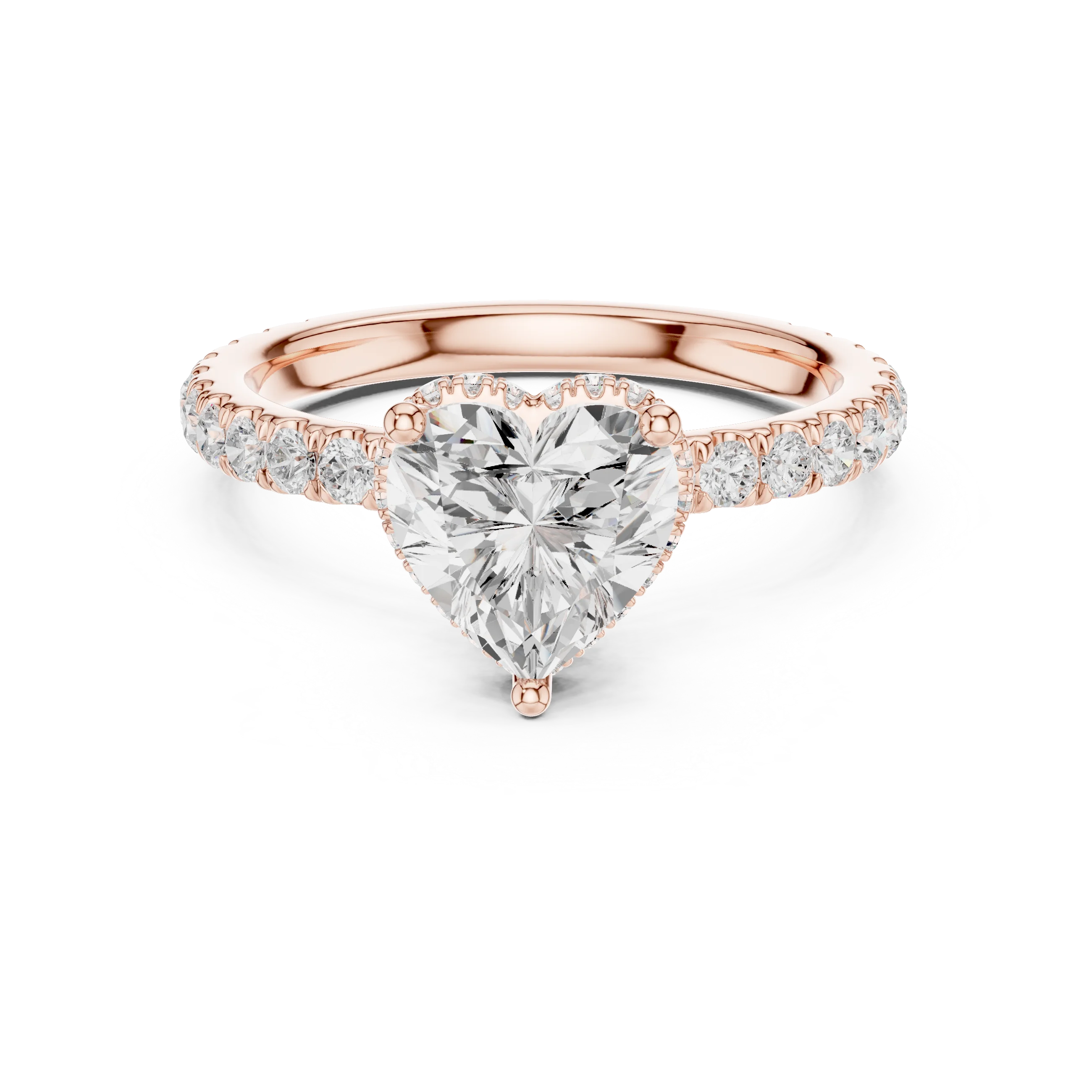 Heart hidden halo ring in rose gold with pave diamond band and lab-grown diamond – Australia
