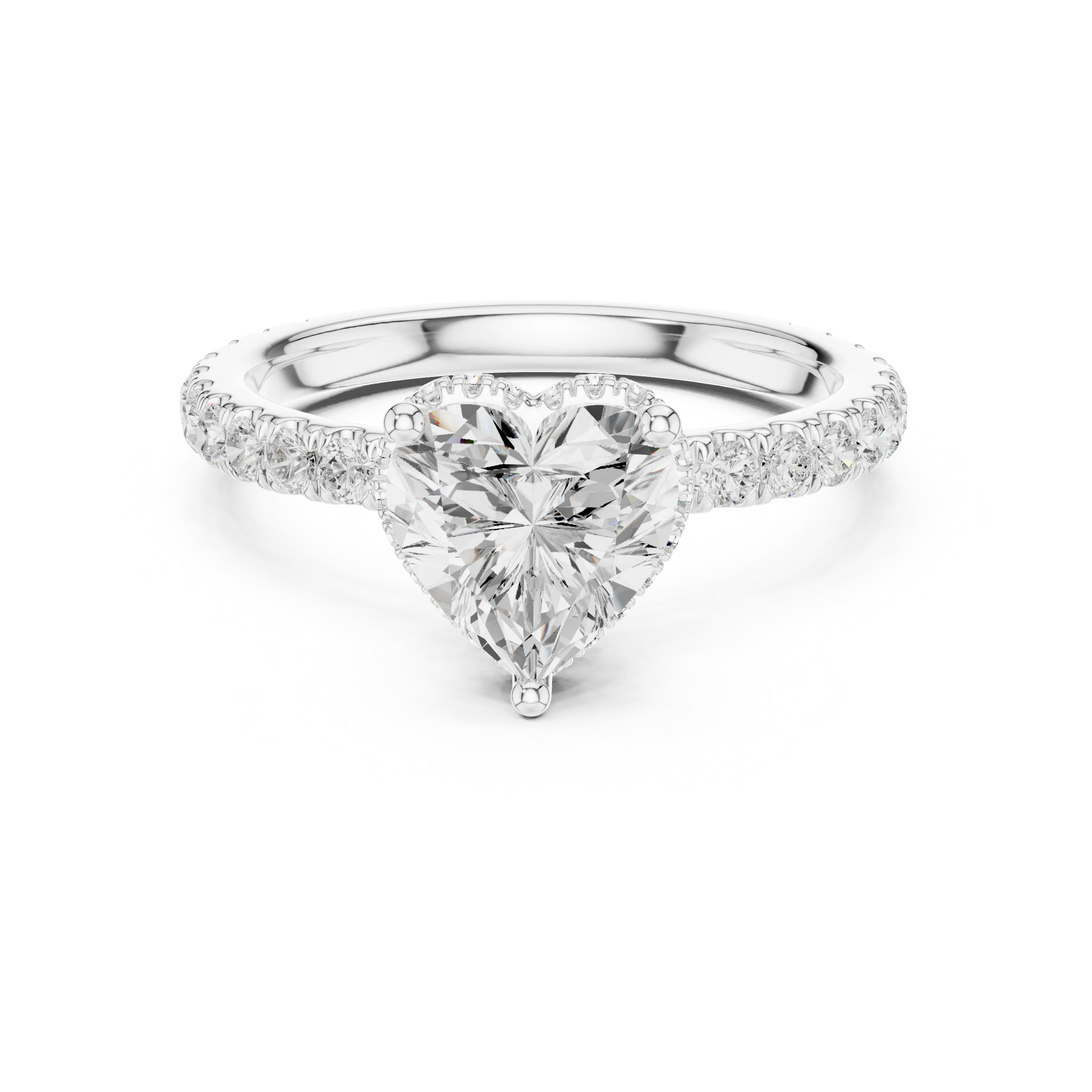 Heart hidden halo ring in white gold with pave diamond band and lab-grown diamond – Australia