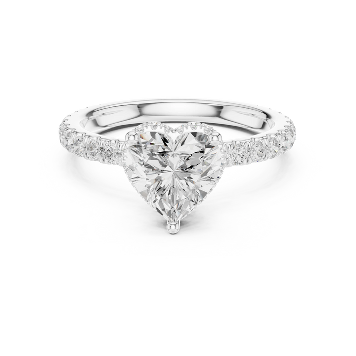 Heart hidden halo ring in white gold with pave diamond band and lab-grown diamond – Australia