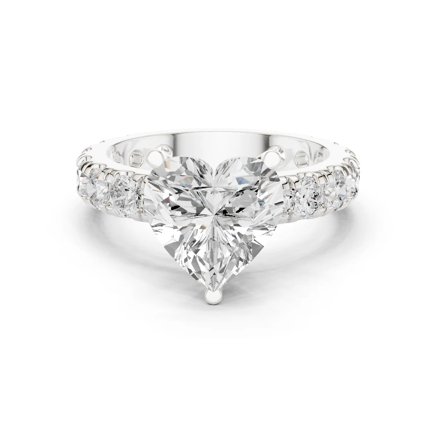 Heart solitaire ring in white gold with pave band and lab-grown diamond – Australia