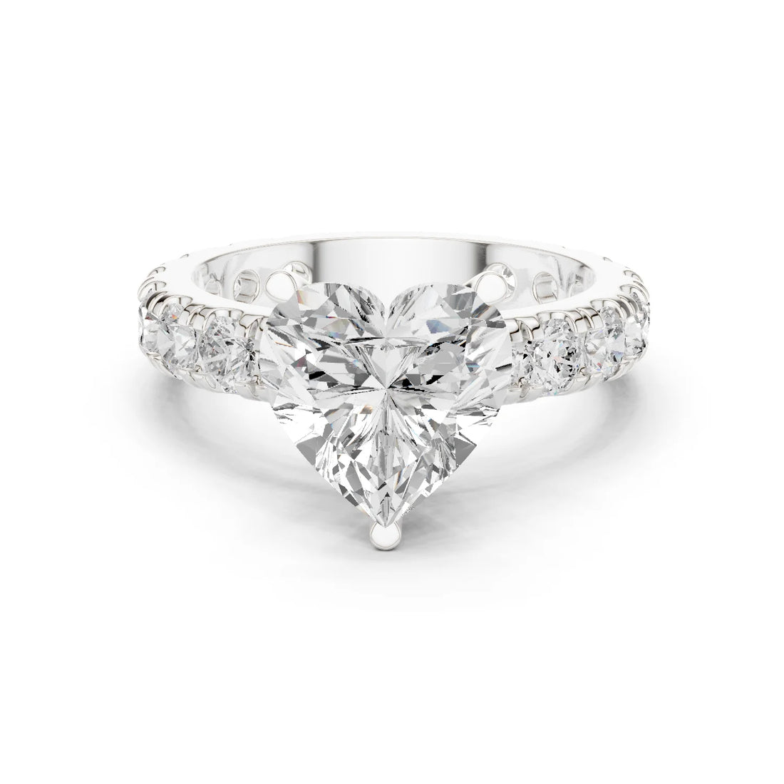 Heart solitaire ring in white gold with pave band and lab-grown diamond – Australia