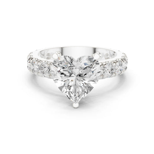 Heart solitaire ring in white gold with pave band and lab-grown diamond – Australia