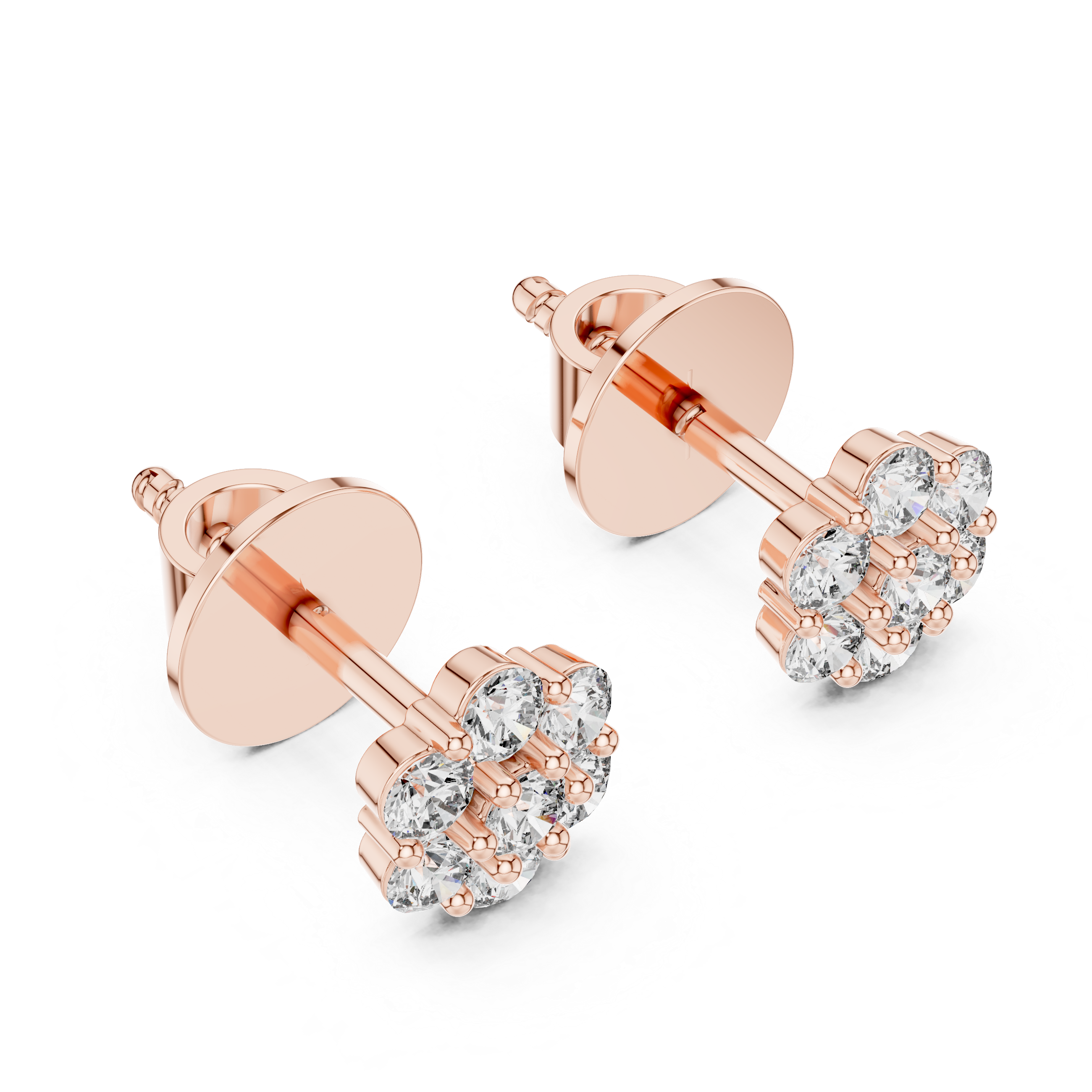 Floral Cluster Diamond Stud Earrings