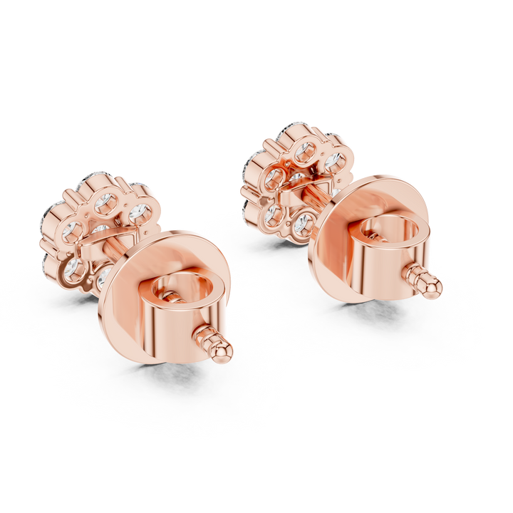 Floral Cluster Diamond Stud Earrings
