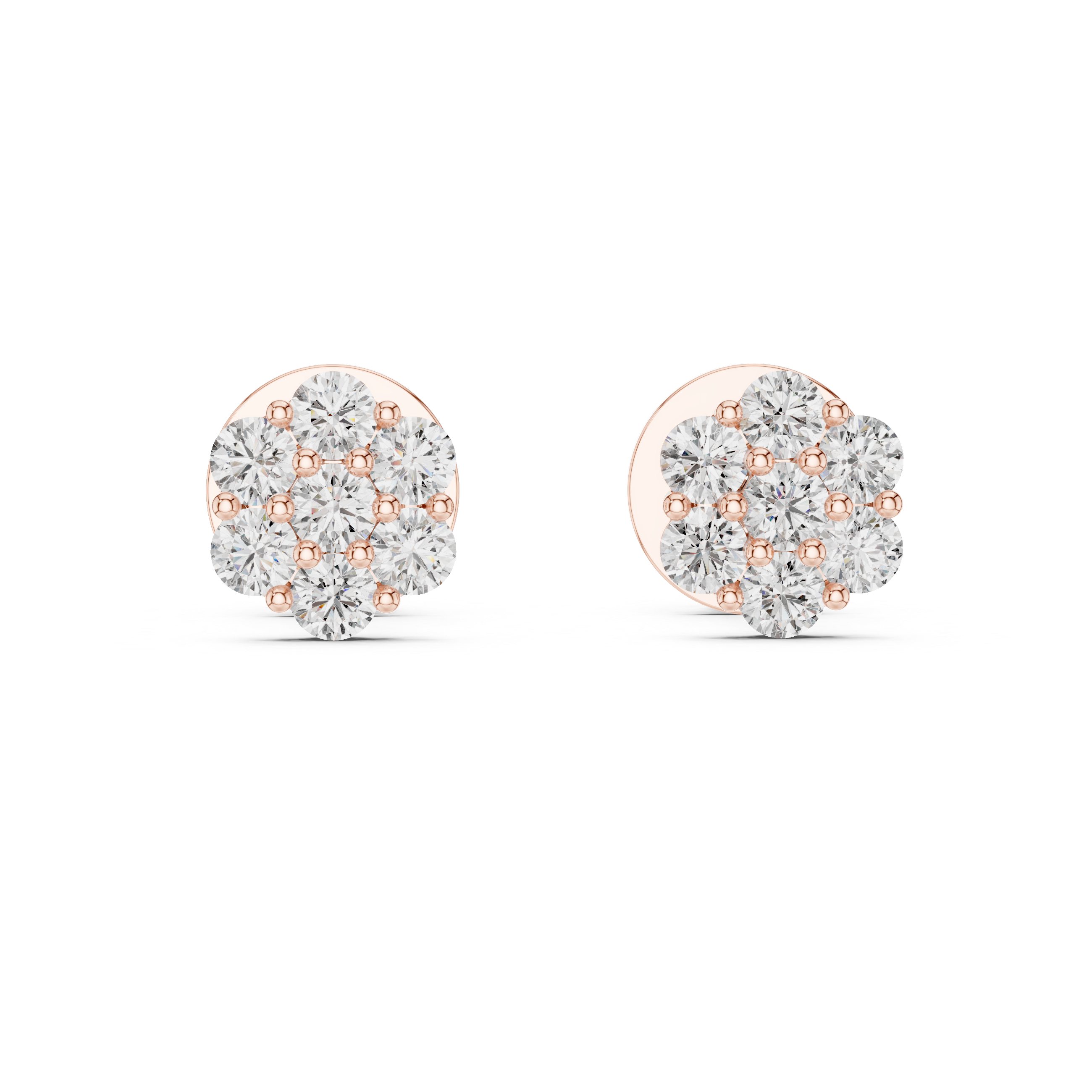 Floral Cluster Diamond Stud Earrings