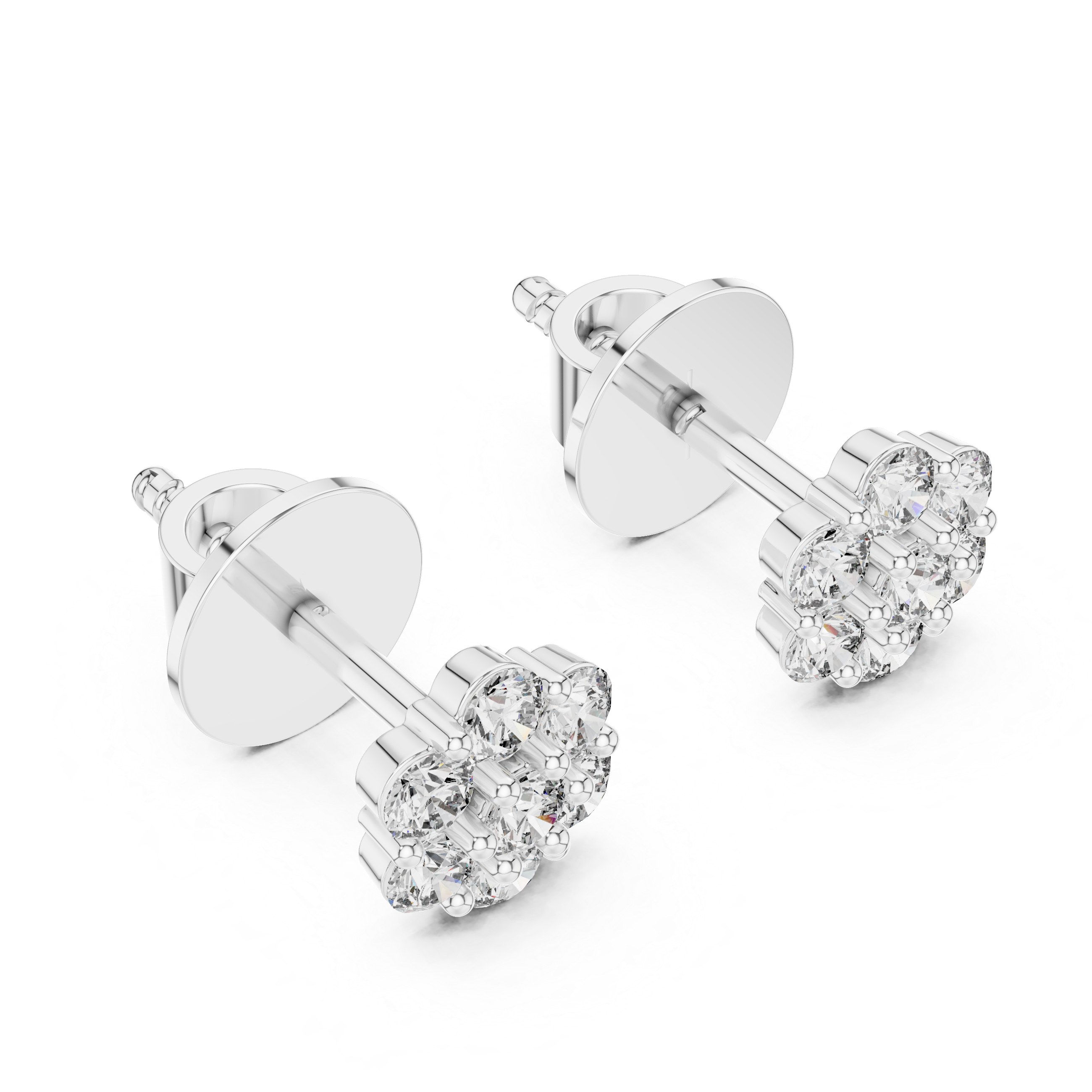 Floral Cluster Diamond Stud Earrings
