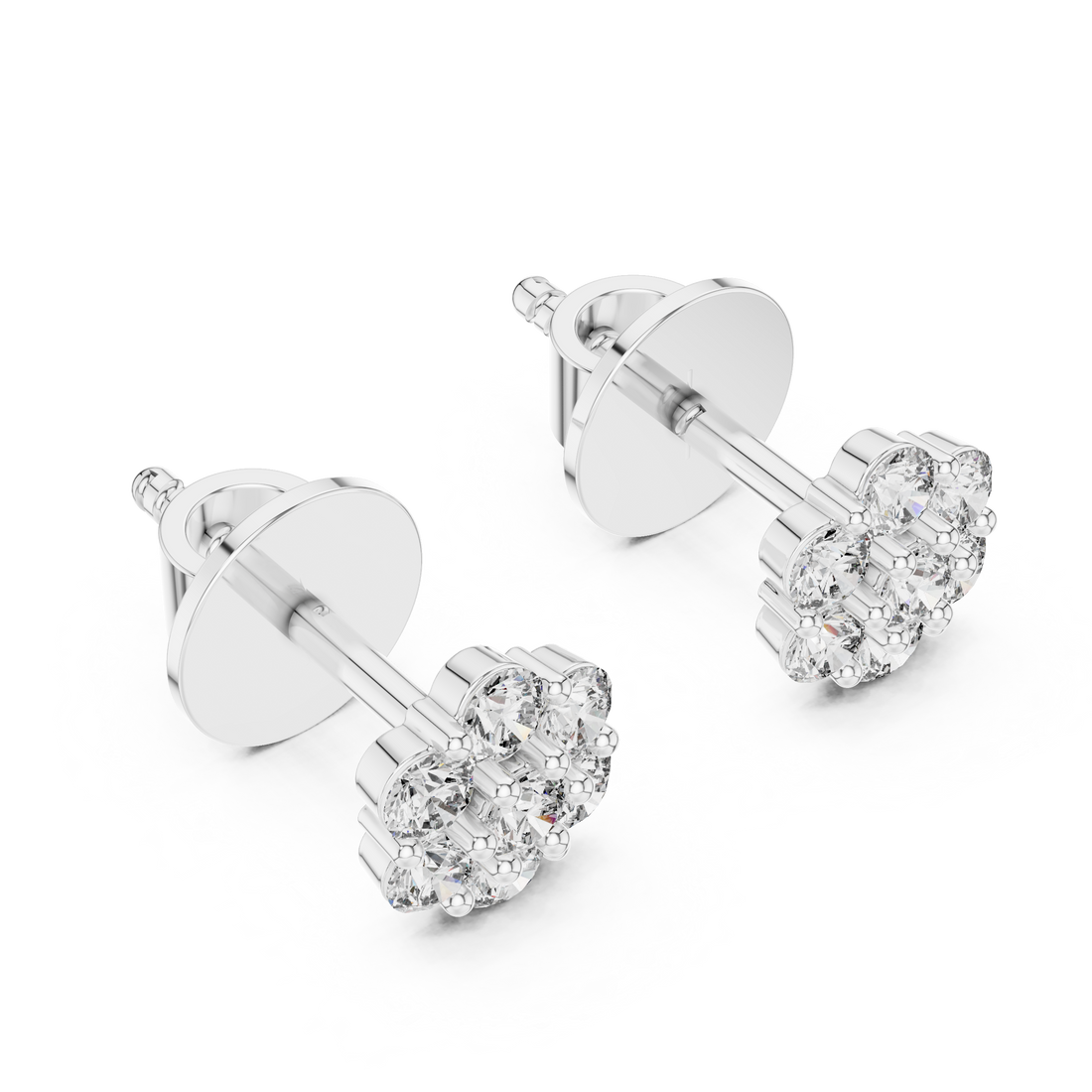 Floral Cluster Diamond Stud Earrings