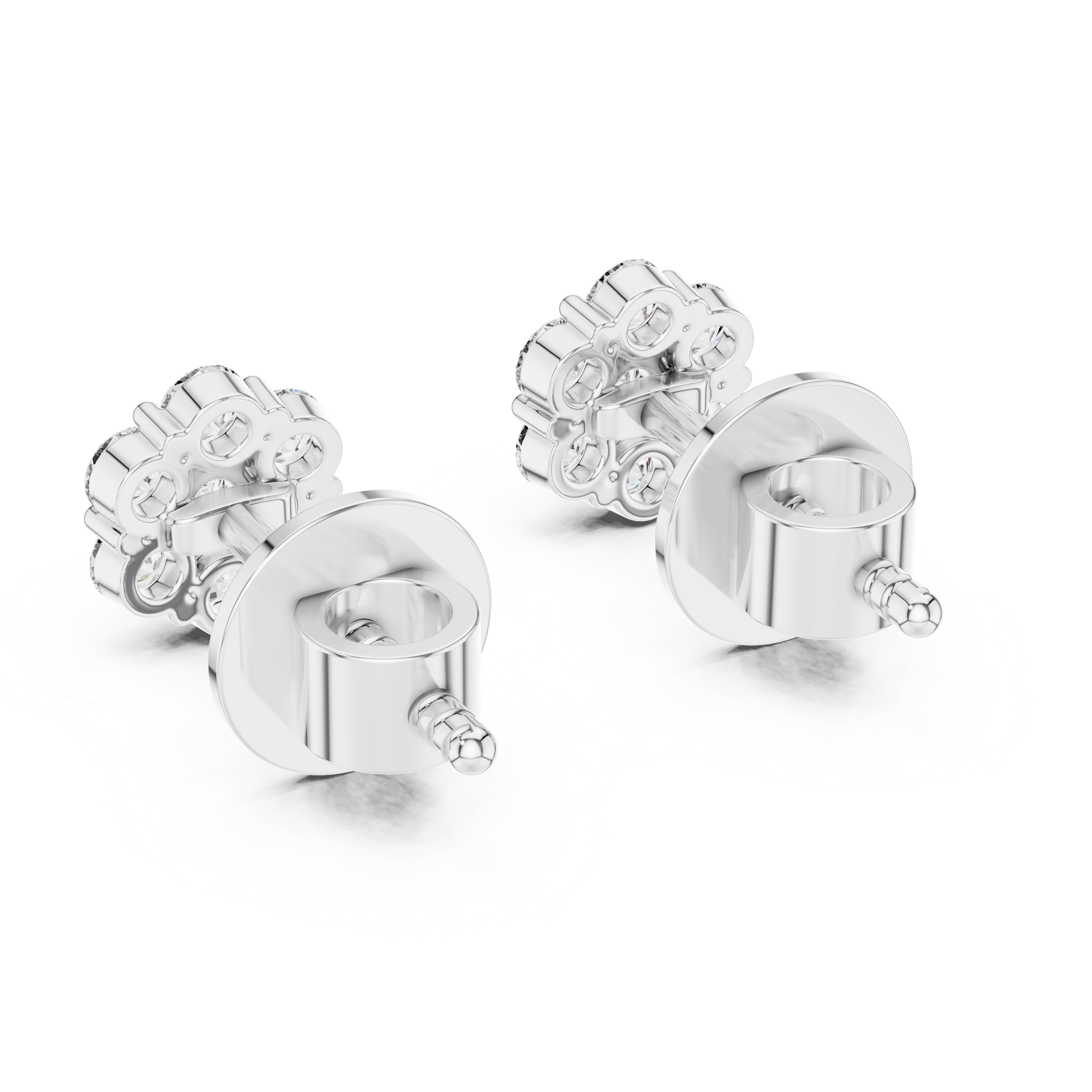 Floral Cluster Diamond Stud Earrings