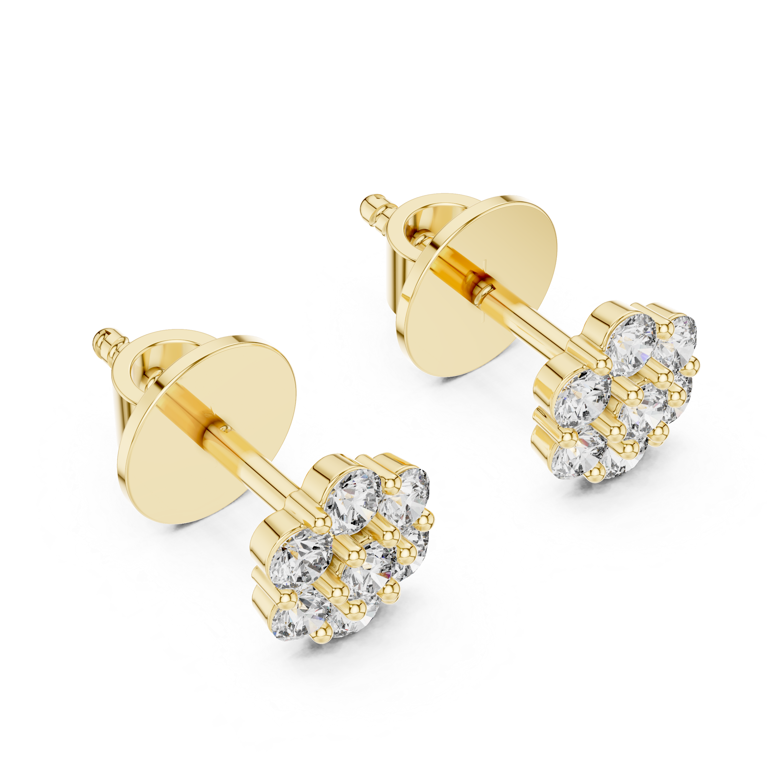 Floral Cluster Diamond Stud Earrings