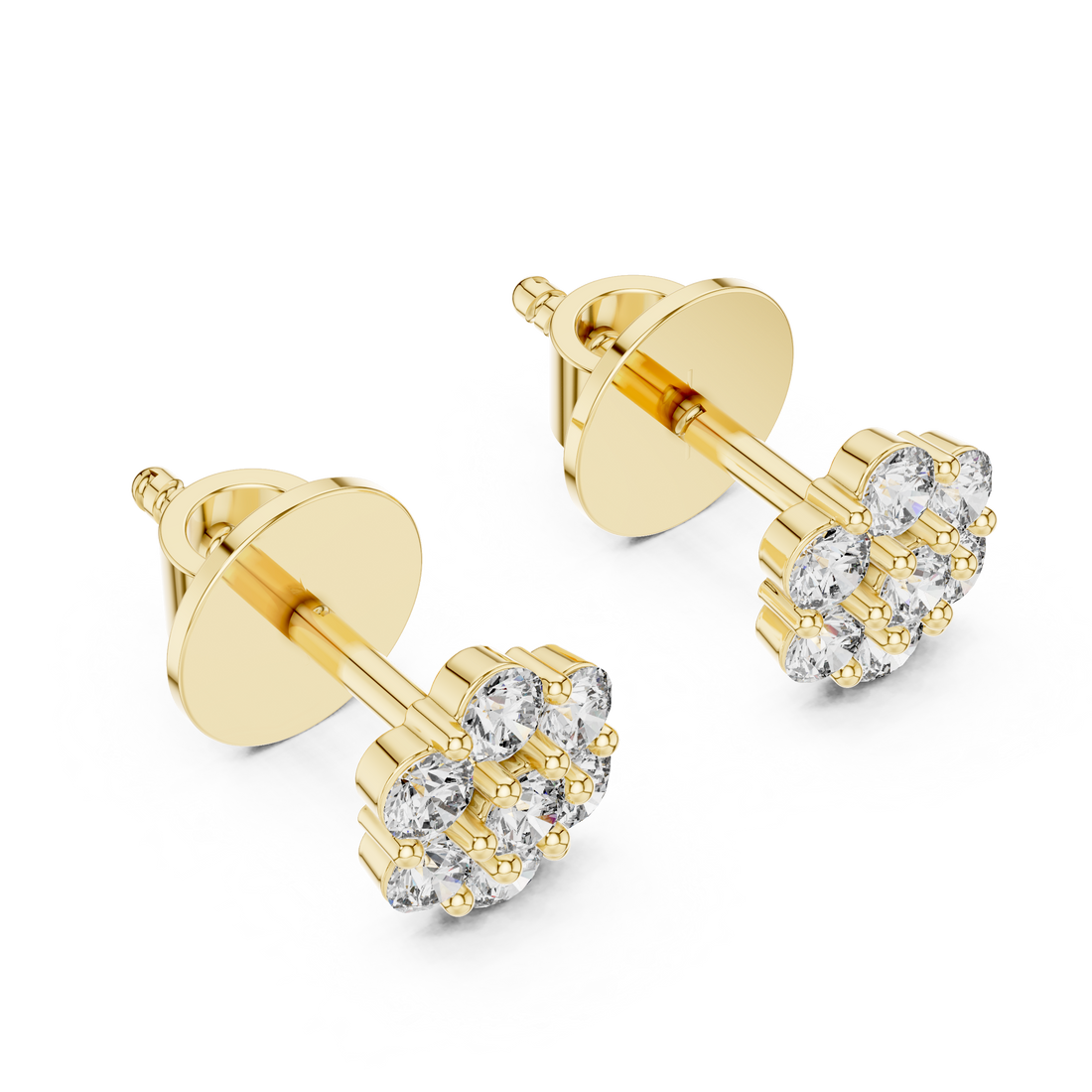 Floral Cluster Diamond Stud Earrings