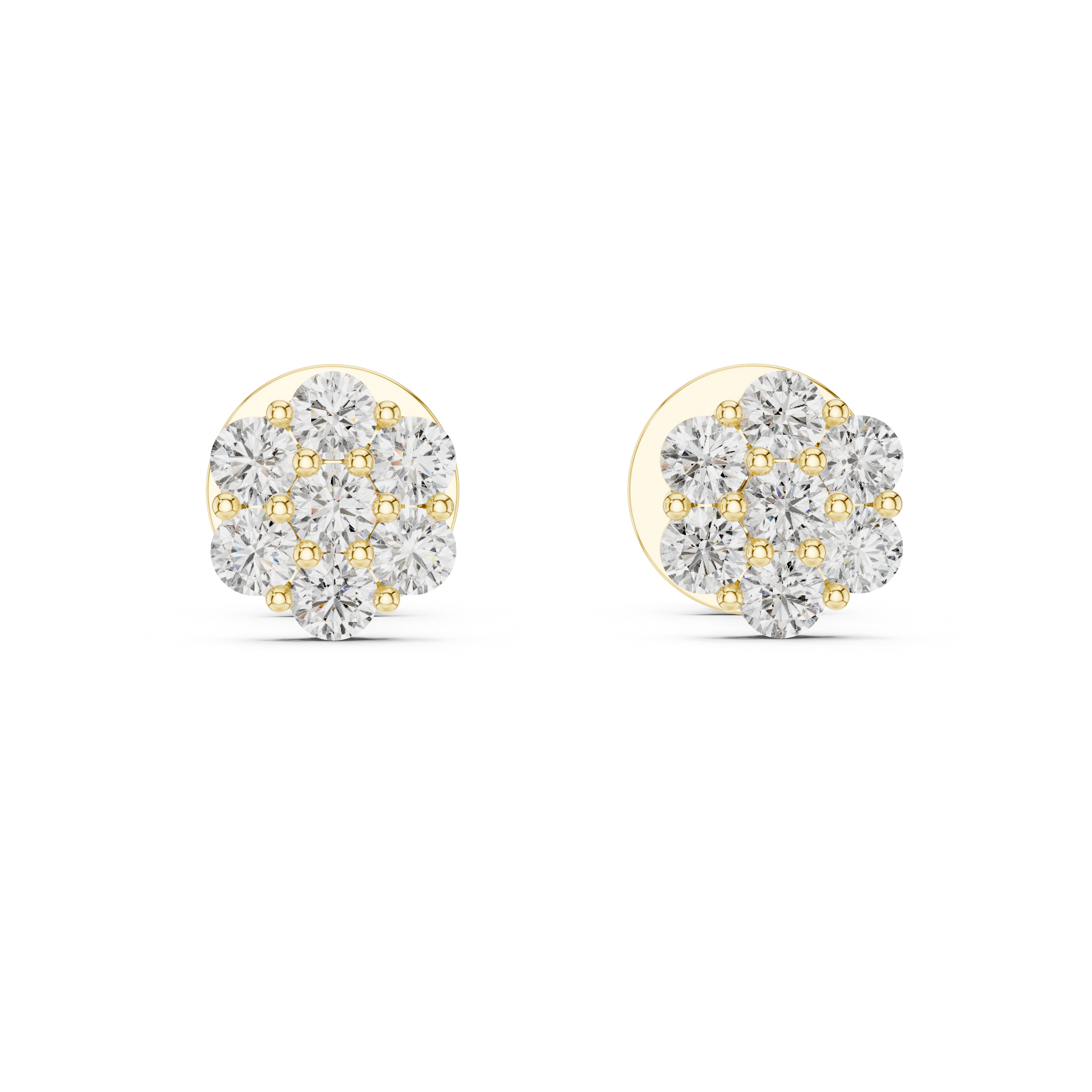 Floral Cluster Diamond Stud Earrings