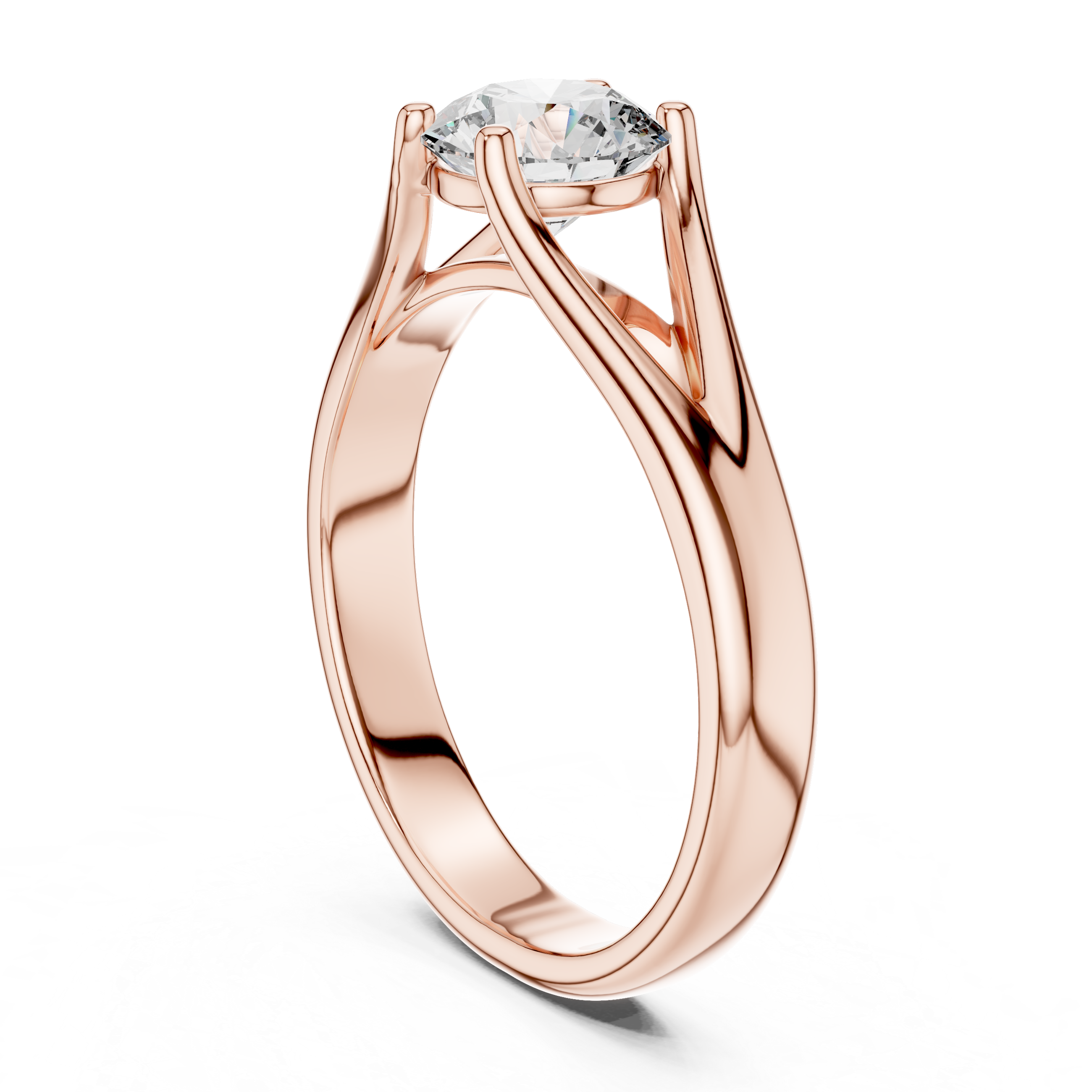 Modern Split-Shoulder Solitaire Diamond Ring