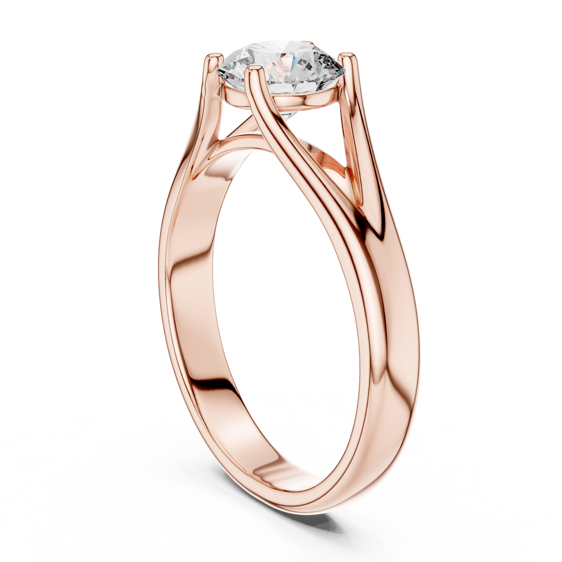 Modern Split-Shoulder Solitaire Diamond Ring