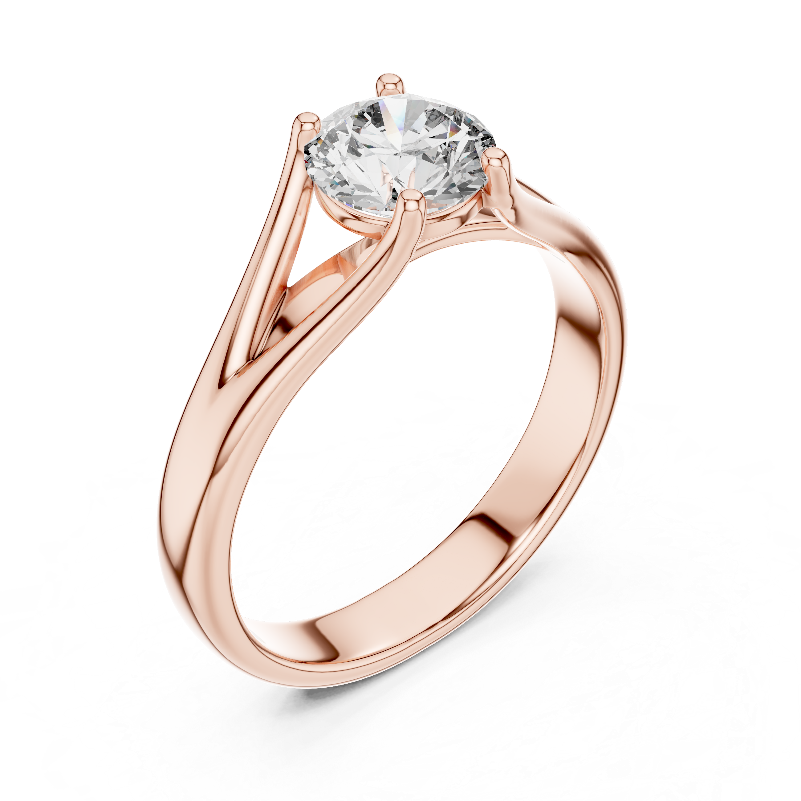 Modern Split-Shoulder Solitaire Diamond Ring