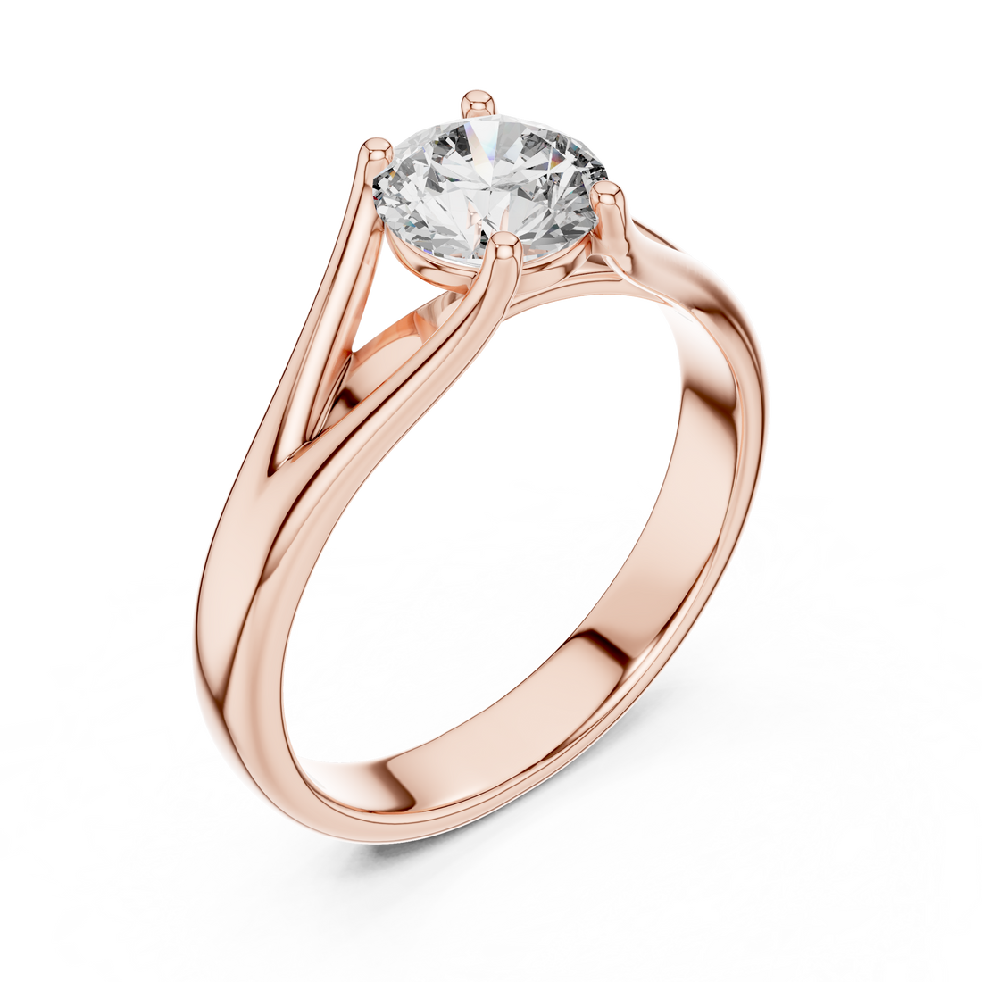 Modern Split-Shoulder Solitaire Diamond Ring