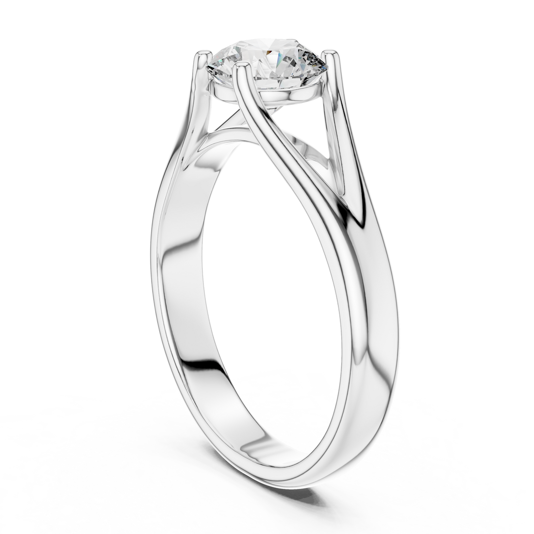 Modern Split-Shoulder Solitaire Diamond Ring