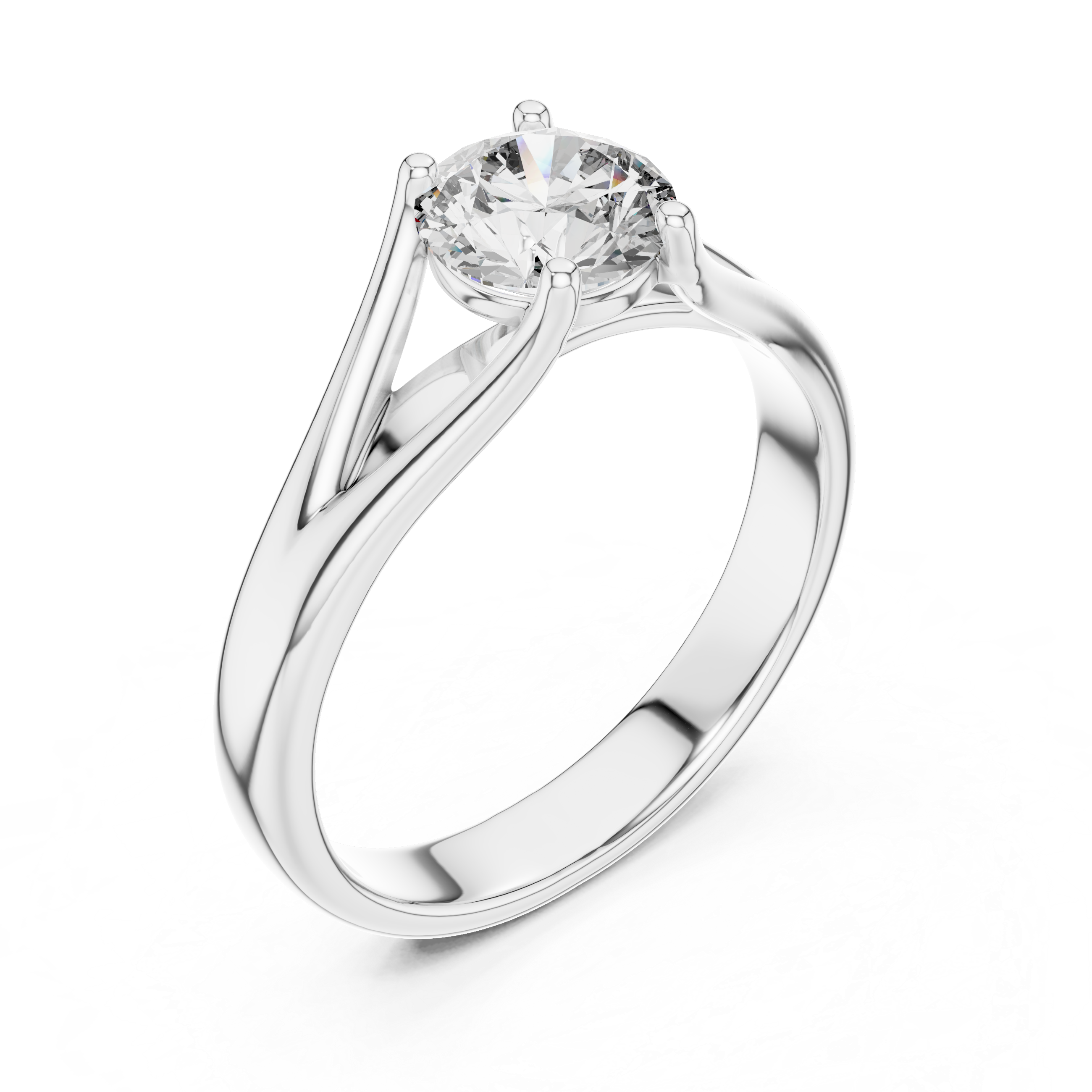 Modern Split-Shoulder Solitaire Diamond Ring