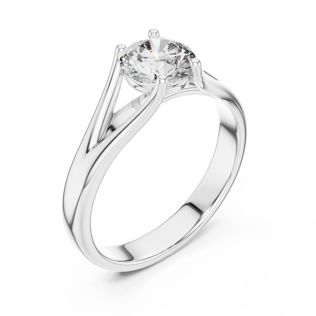 Modern Split-Shoulder Solitaire Diamond Ring