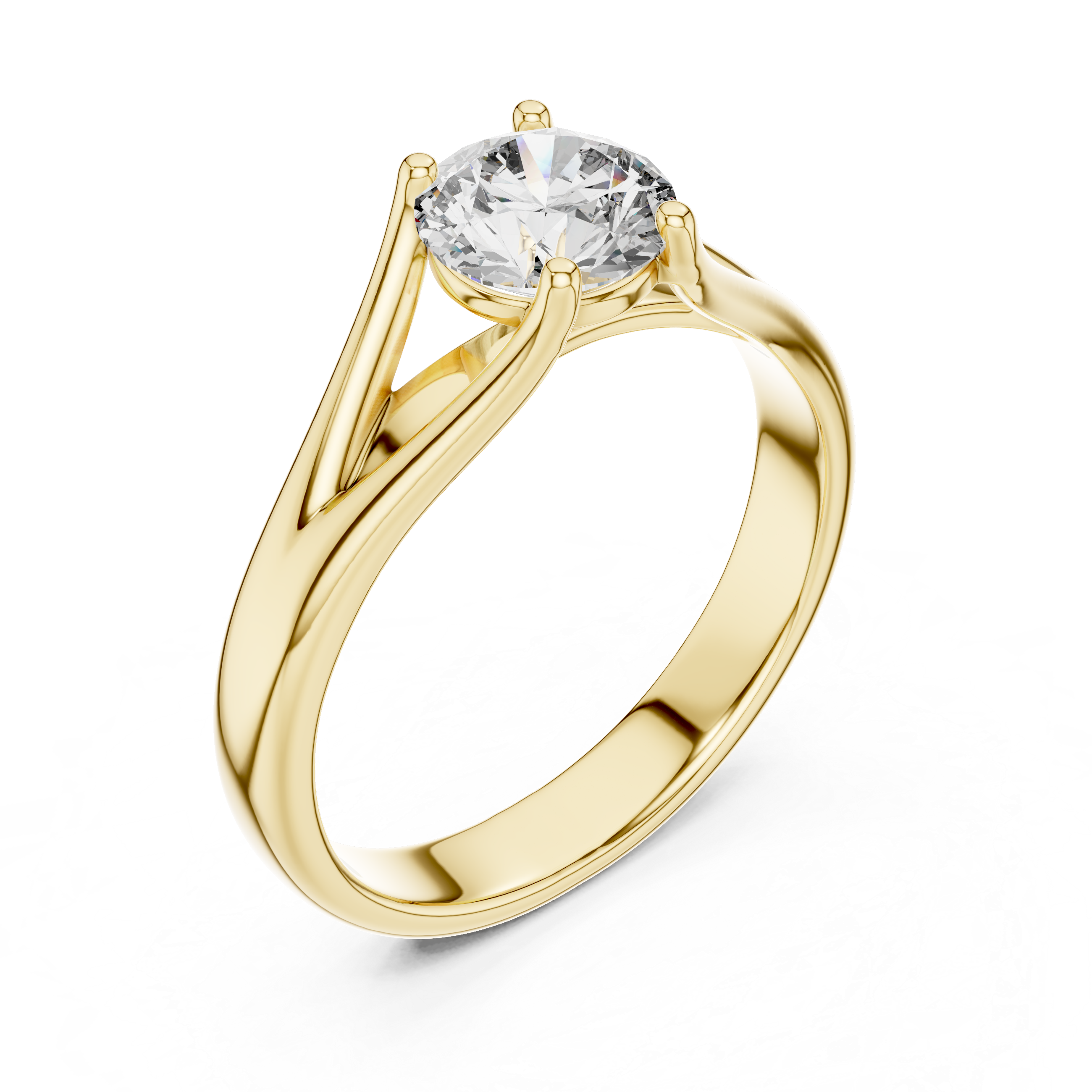 Modern Split-Shoulder Solitaire Diamond Ring