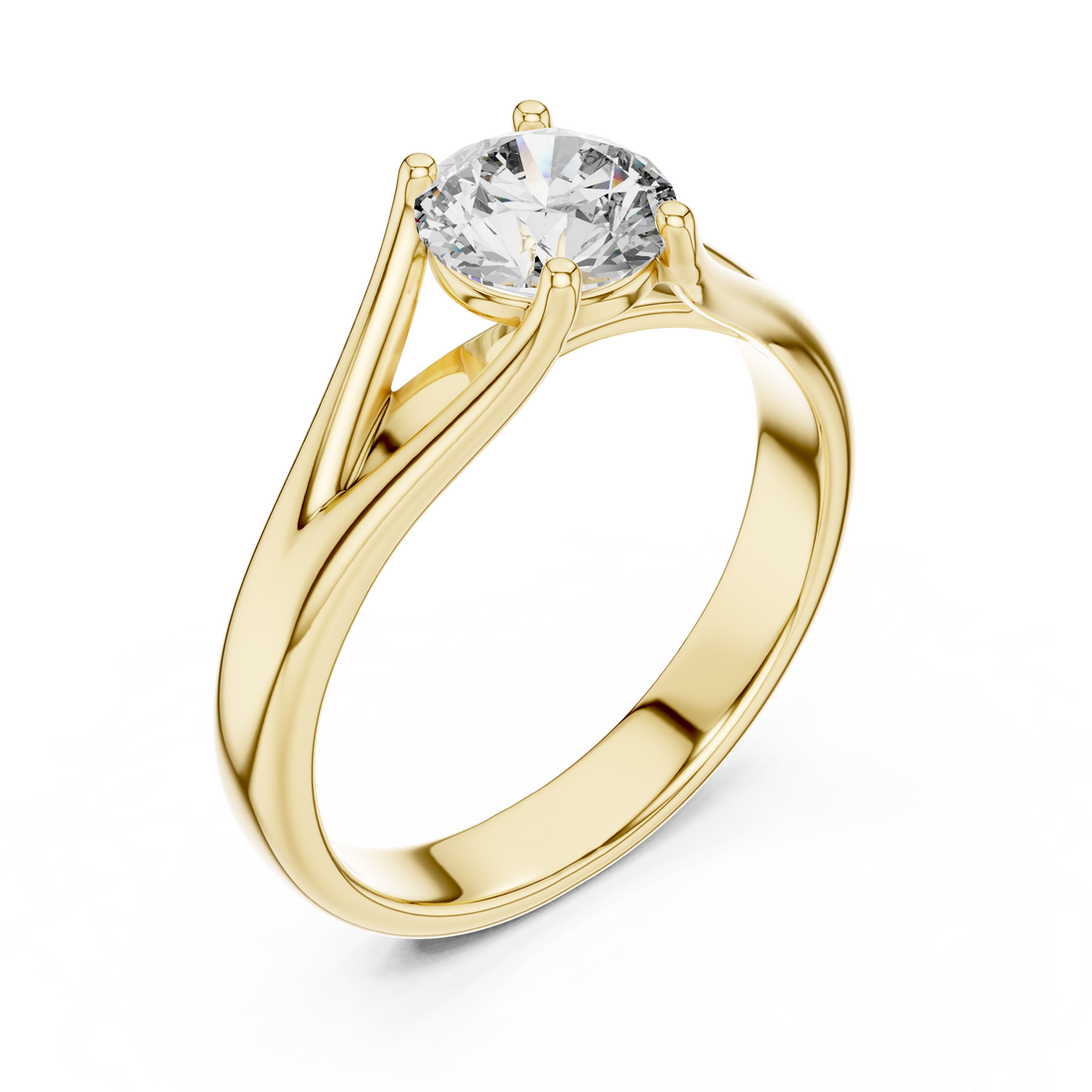 Modern Split-Shoulder Solitaire Diamond Ring