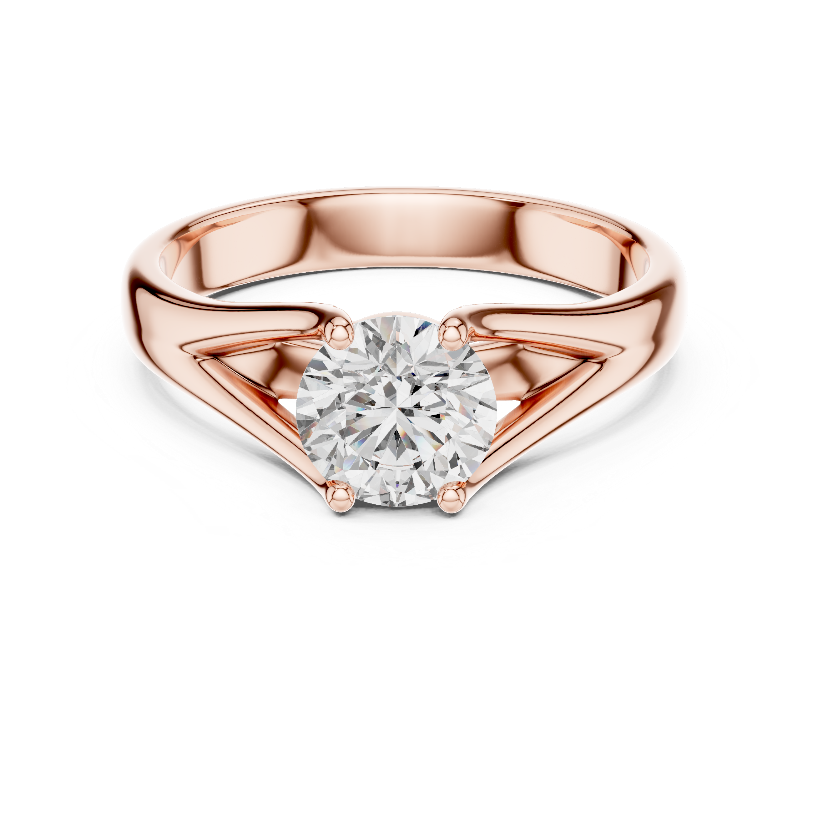 Modern Split-Shoulder Solitaire Diamond Ring