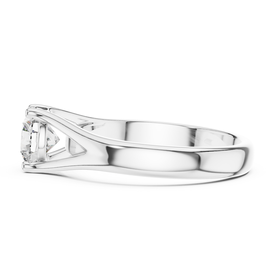Modern Split-Shoulder Solitaire Diamond Ring