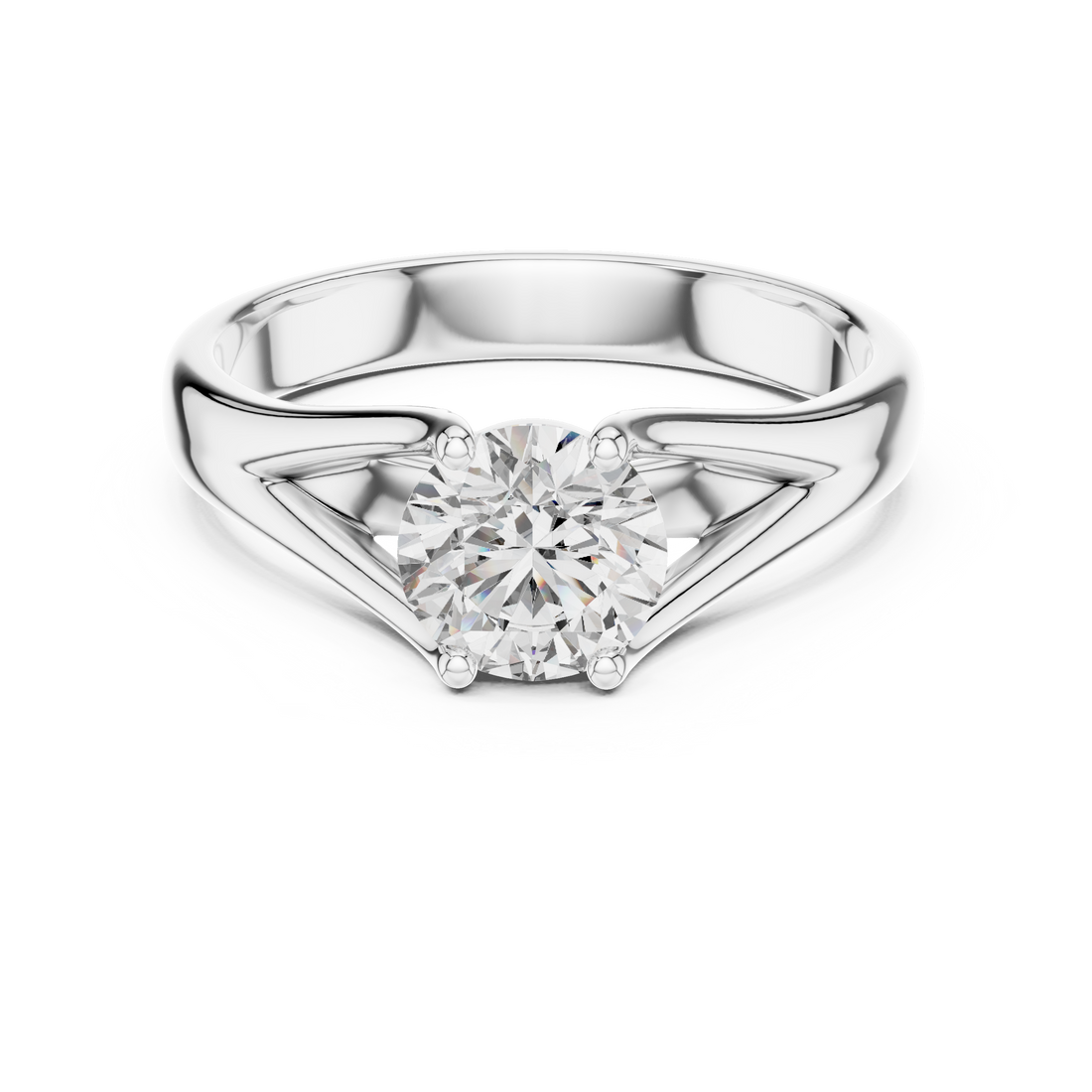 Modern Split-Shoulder Solitaire Diamond Ring