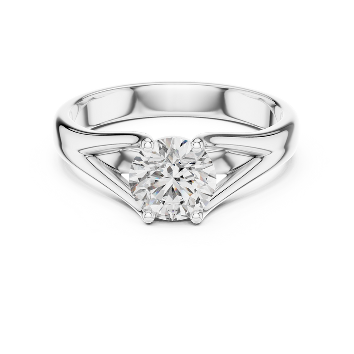 Modern Split-Shoulder Solitaire Diamond Ring
