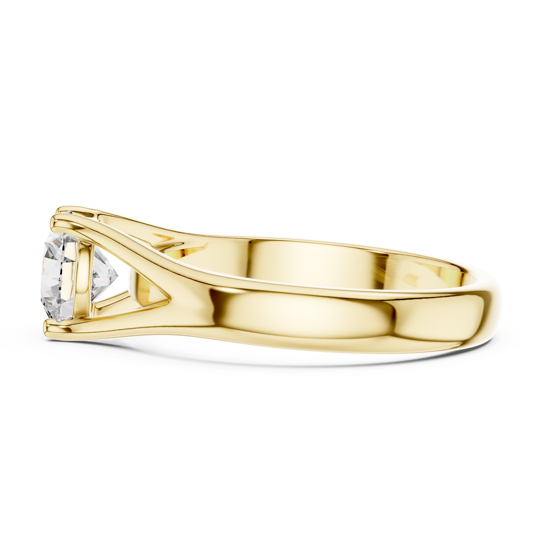 Modern Split-Shoulder Solitaire Diamond Ring