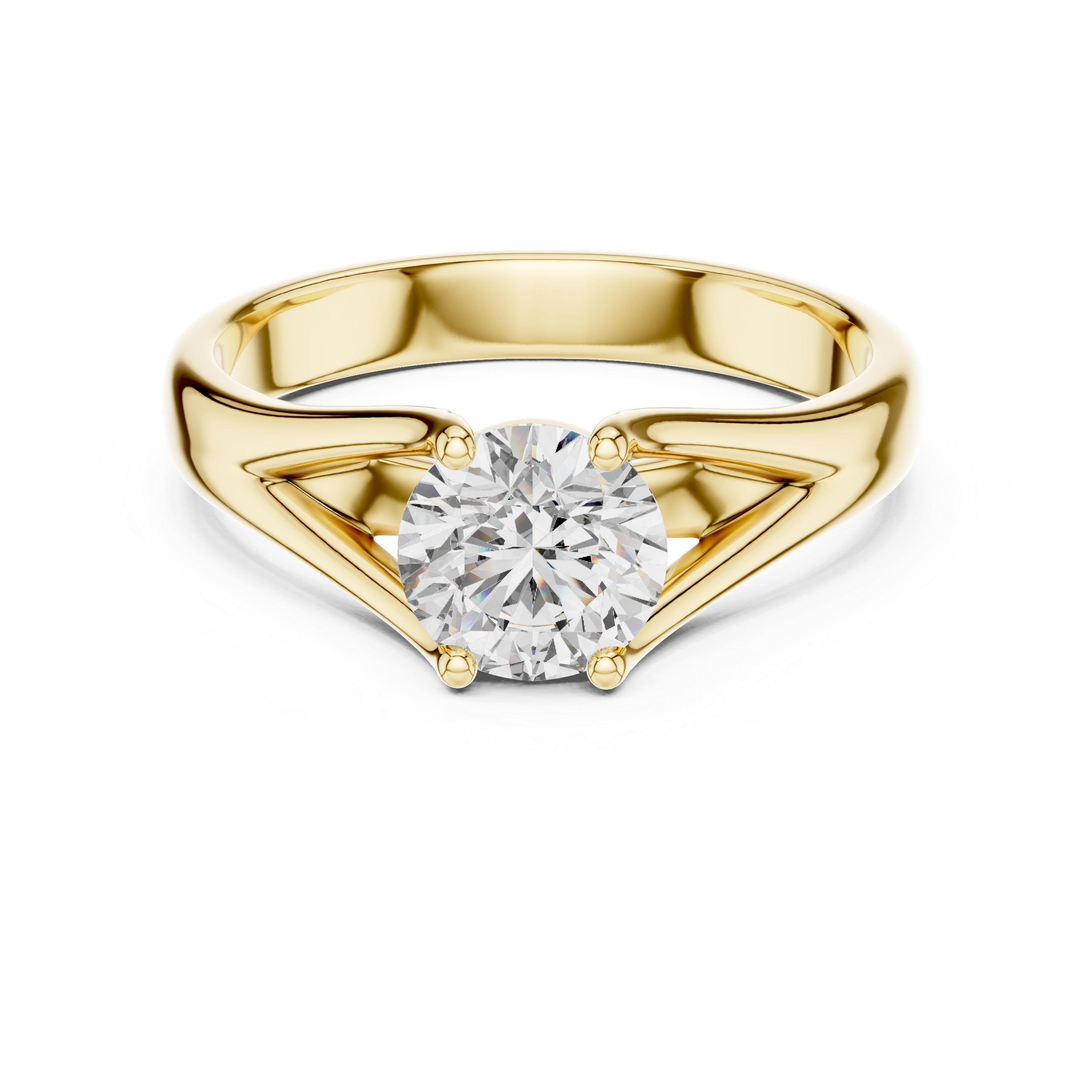 Modern Split-Shoulder Solitaire Diamond Ring