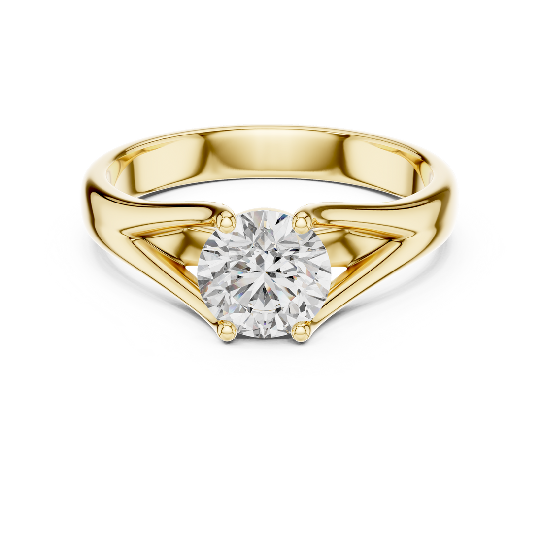 Modern Split-Shoulder Solitaire Diamond Ring