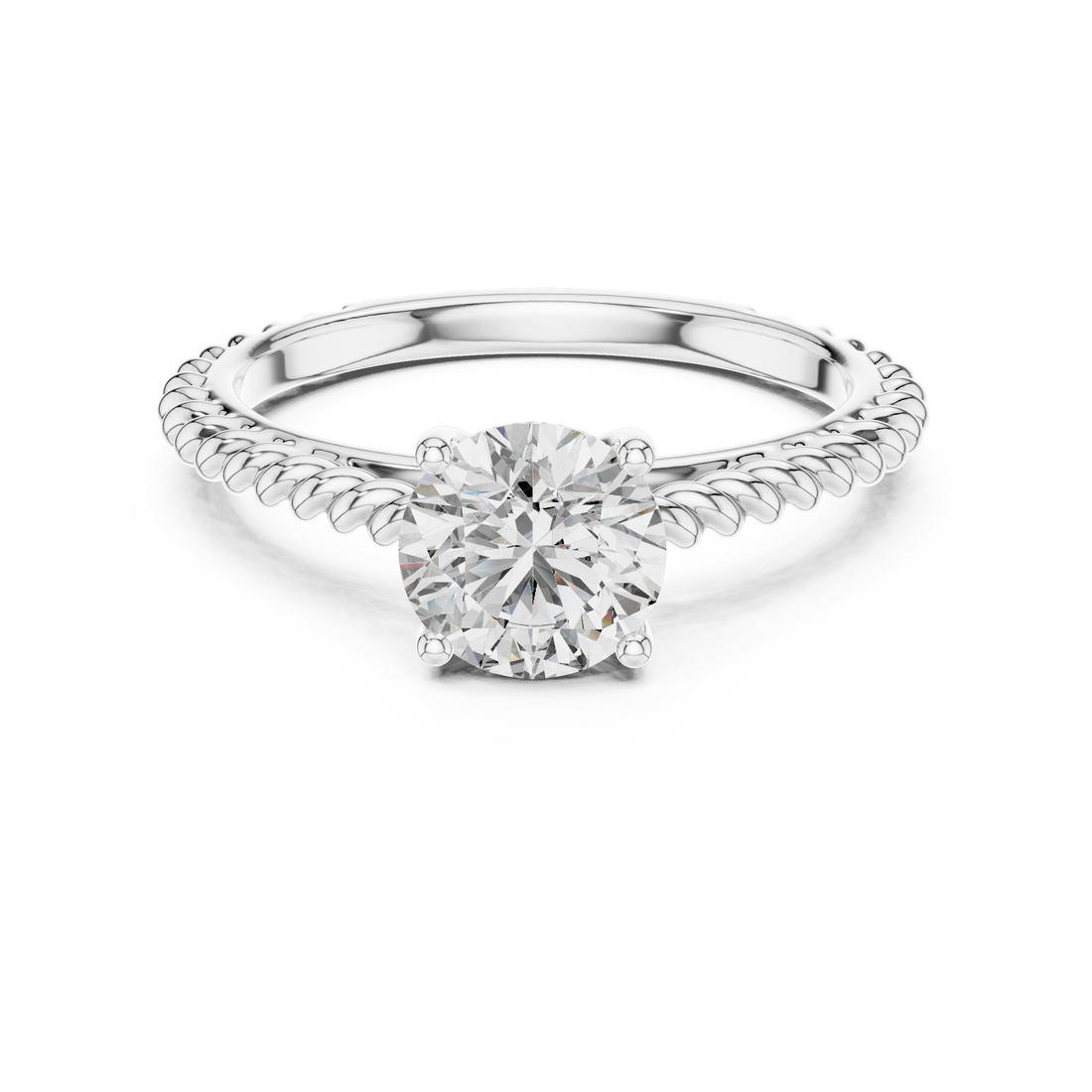 Vintage Rope Band Solitaire Diamond Ring